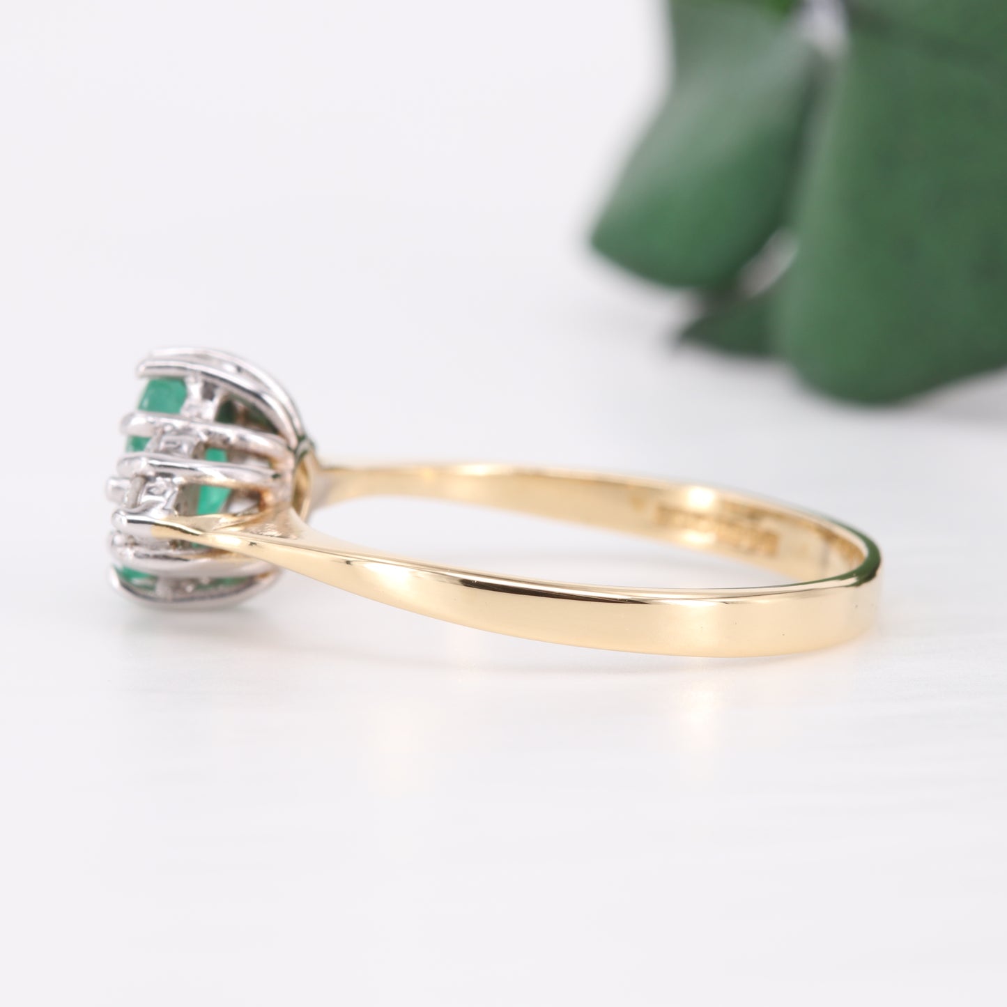 Emerald and Diamond Cluster 18ct Gold Ring 1977