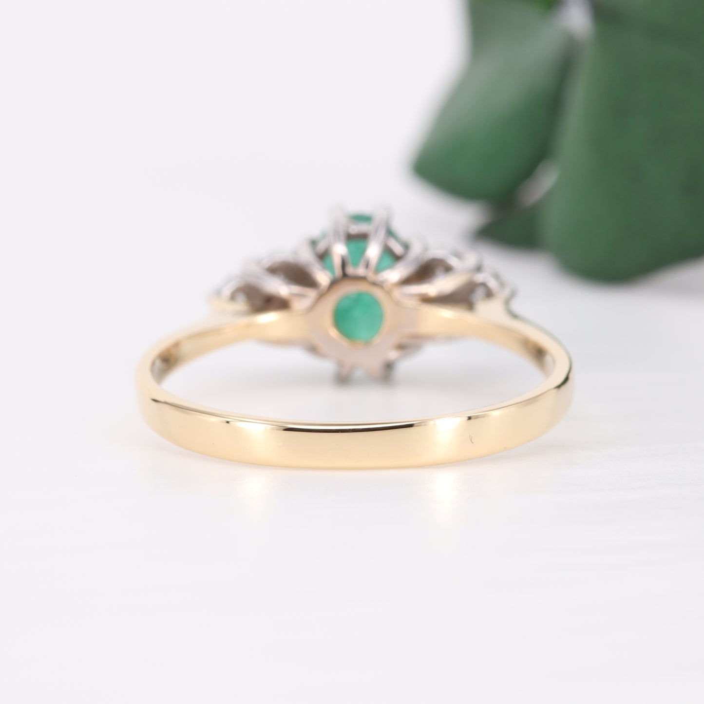 Emerald and Diamond Cluster 18ct Gold Ring 1977