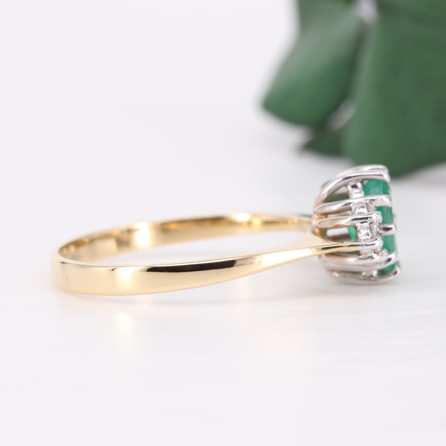 Emerald and Diamond Cluster 18ct Gold Ring 1977