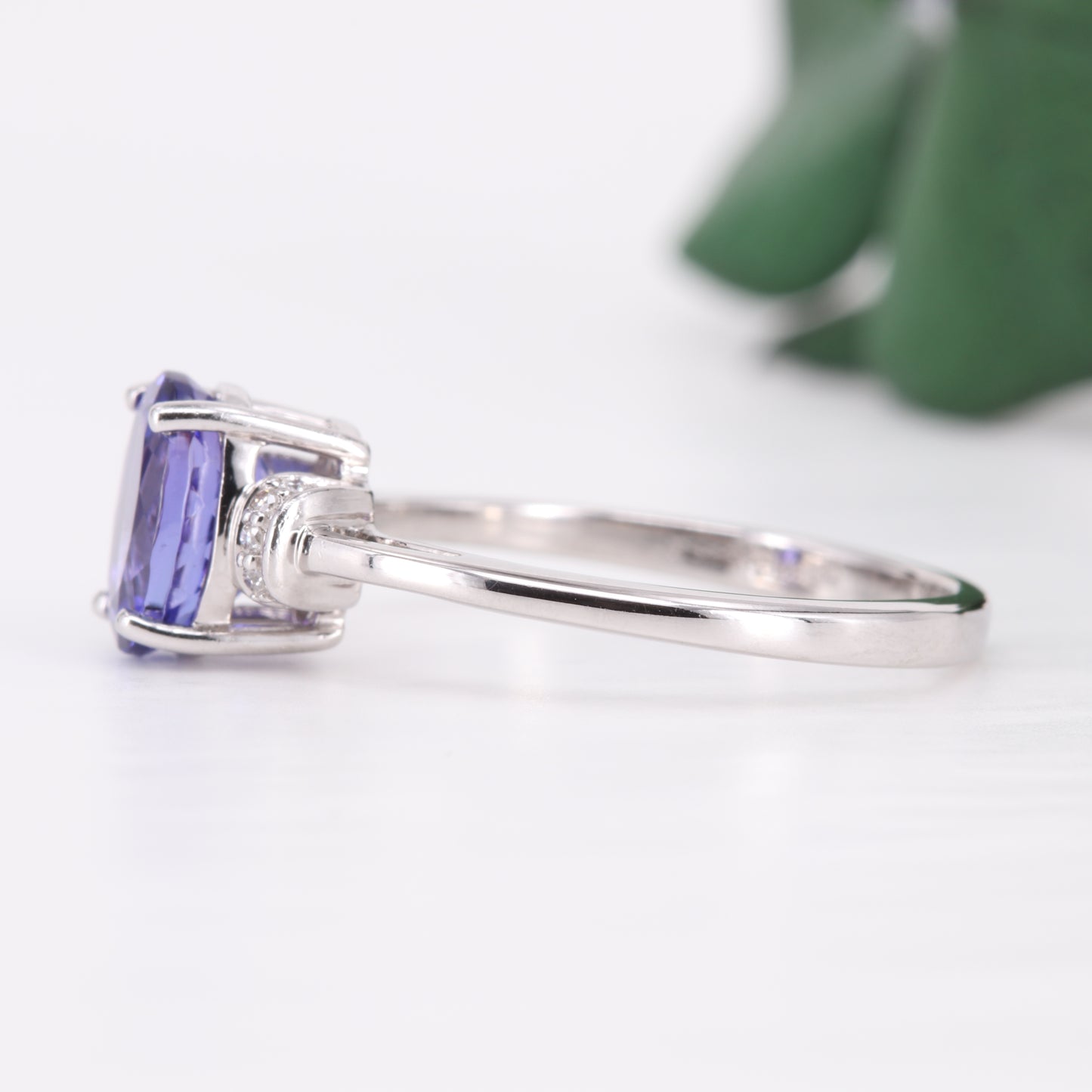 Tanzanite and Diamond Ring 18ct White Gold
