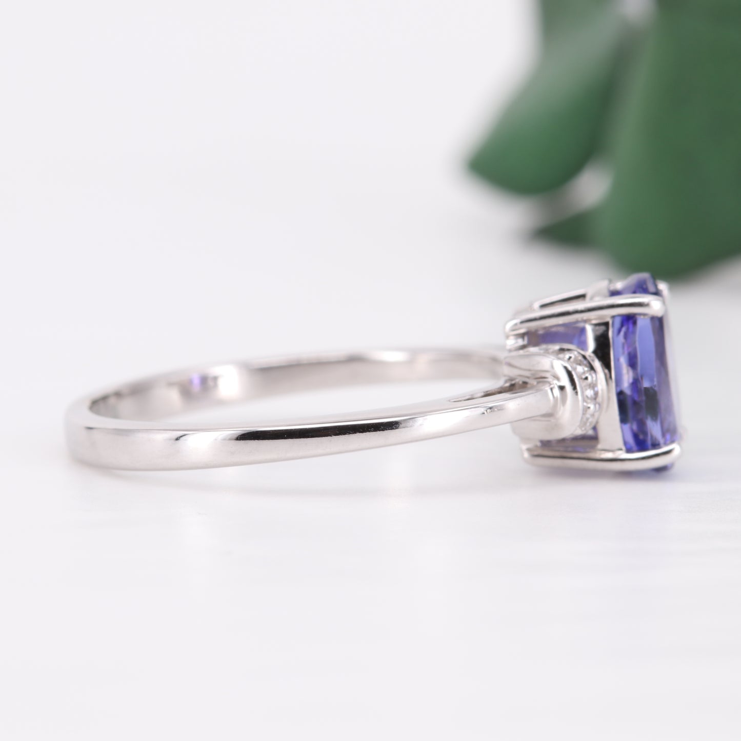 Tanzanite and Diamond Ring 18ct White Gold