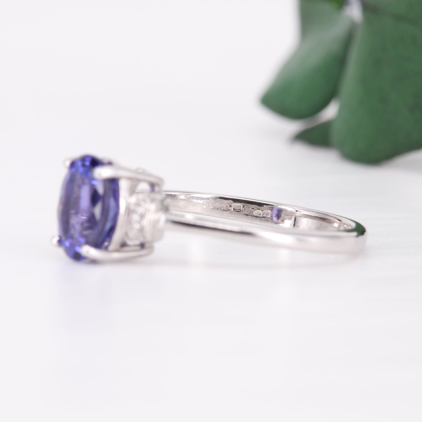 Tanzanite and Diamond Ring 18ct White Gold