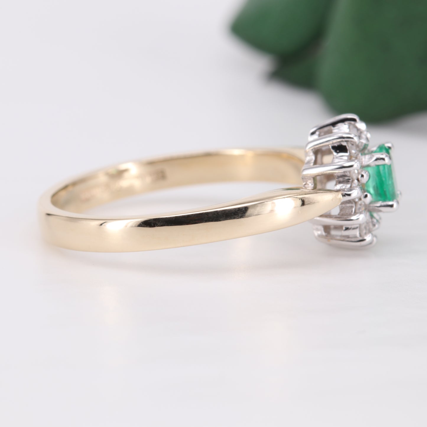 Emerald and Diamond 9ct Gold Halo Ring
