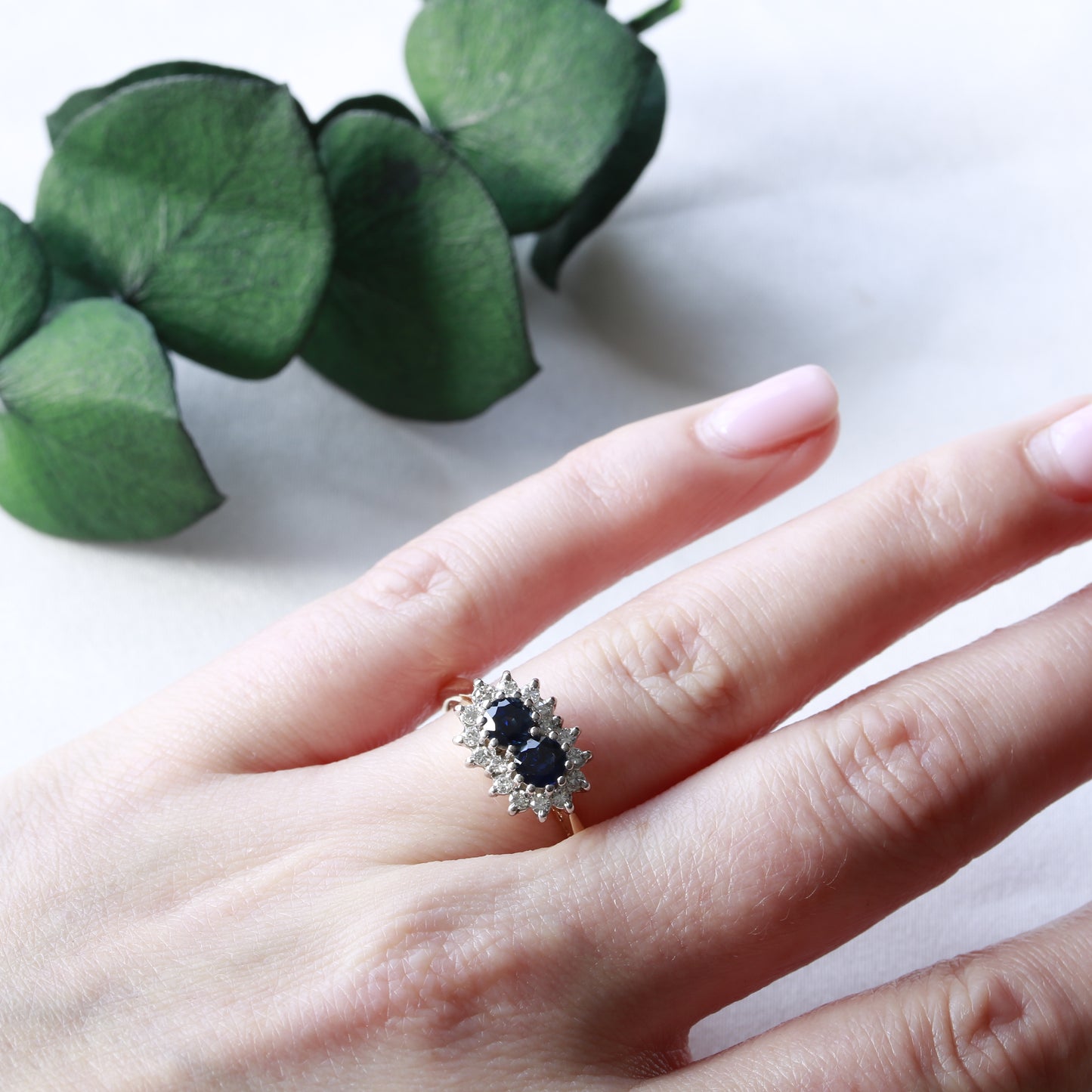 Sapphire and Diamond Two-Stone 18ct Gold Ring 1981