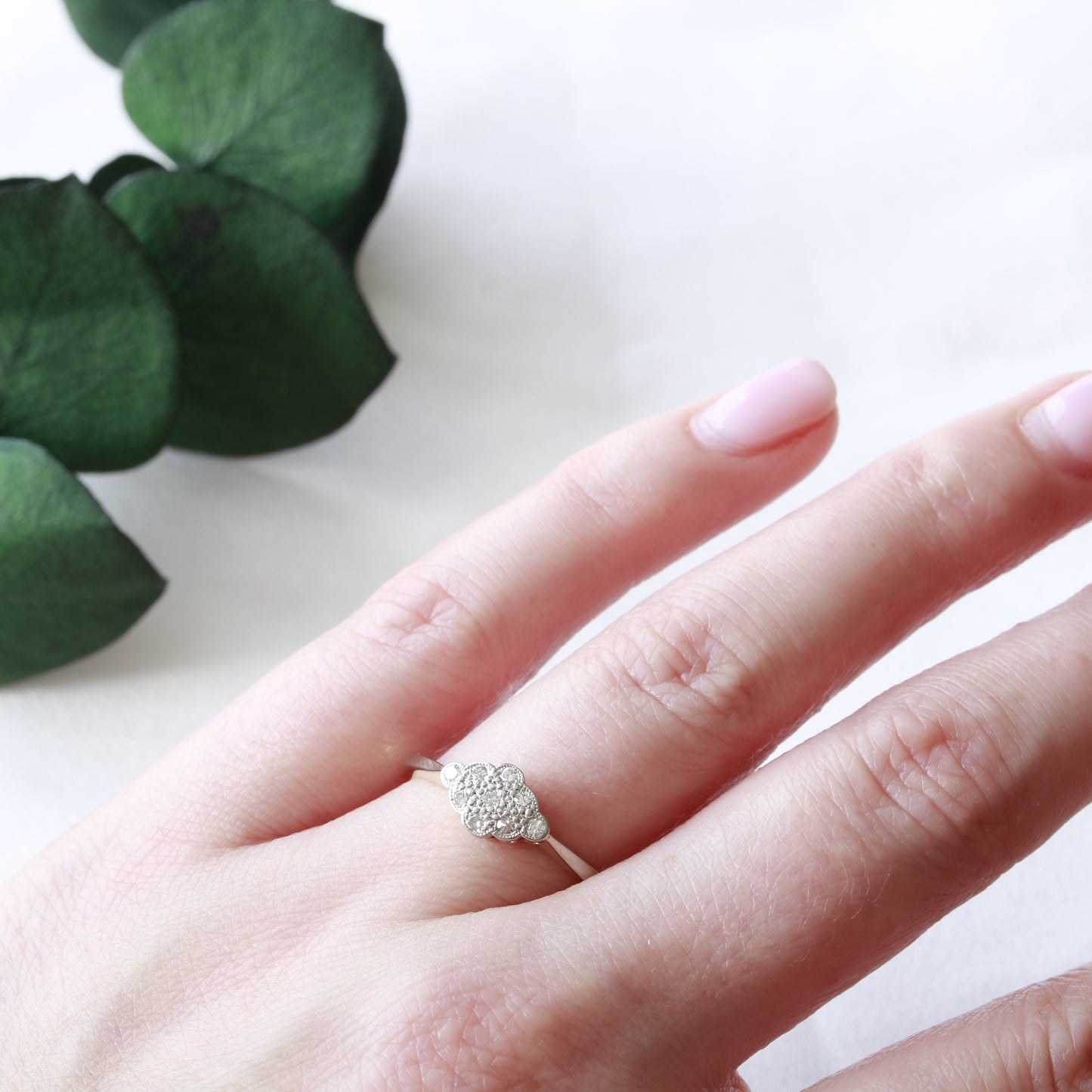 Vintage Diamond Cluster 18ct Gold Ring