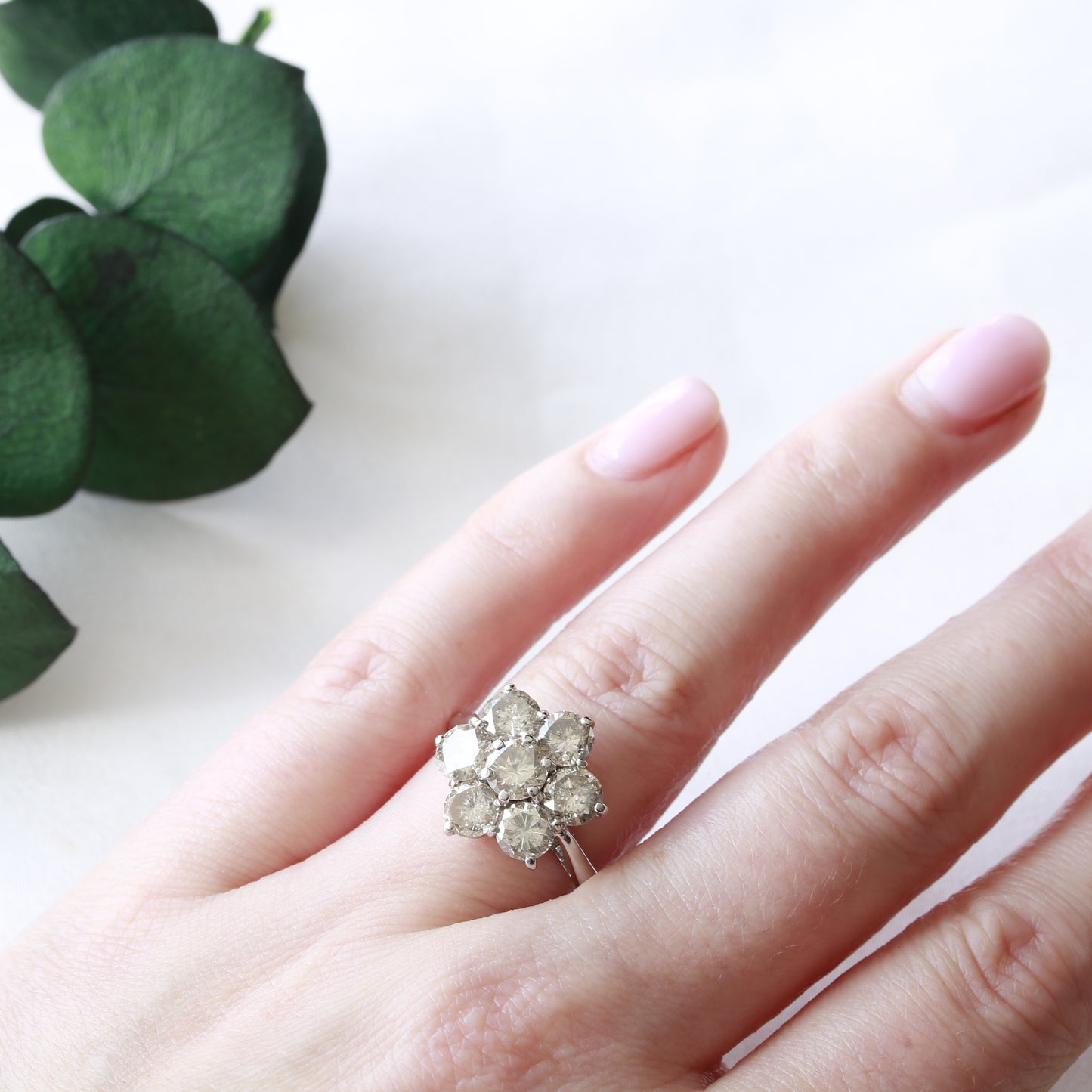 Diamond Flower Cluster Ring 18ct White Gold 2.45ct