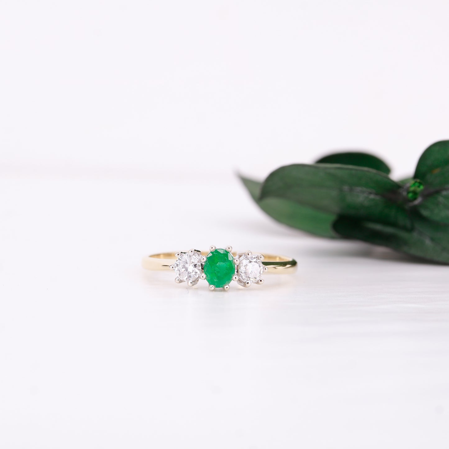 Oval Cut Emerald and Diamond Trilogy Ring 1989