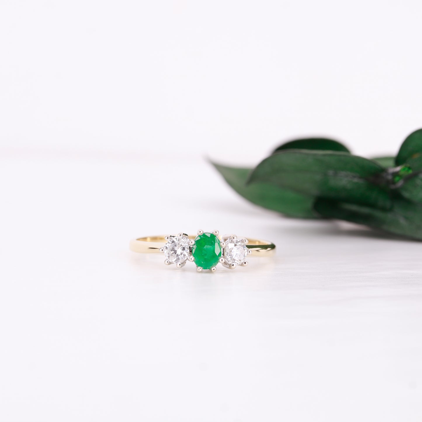 Oval Cut Emerald and Diamond Trilogy Ring 1989