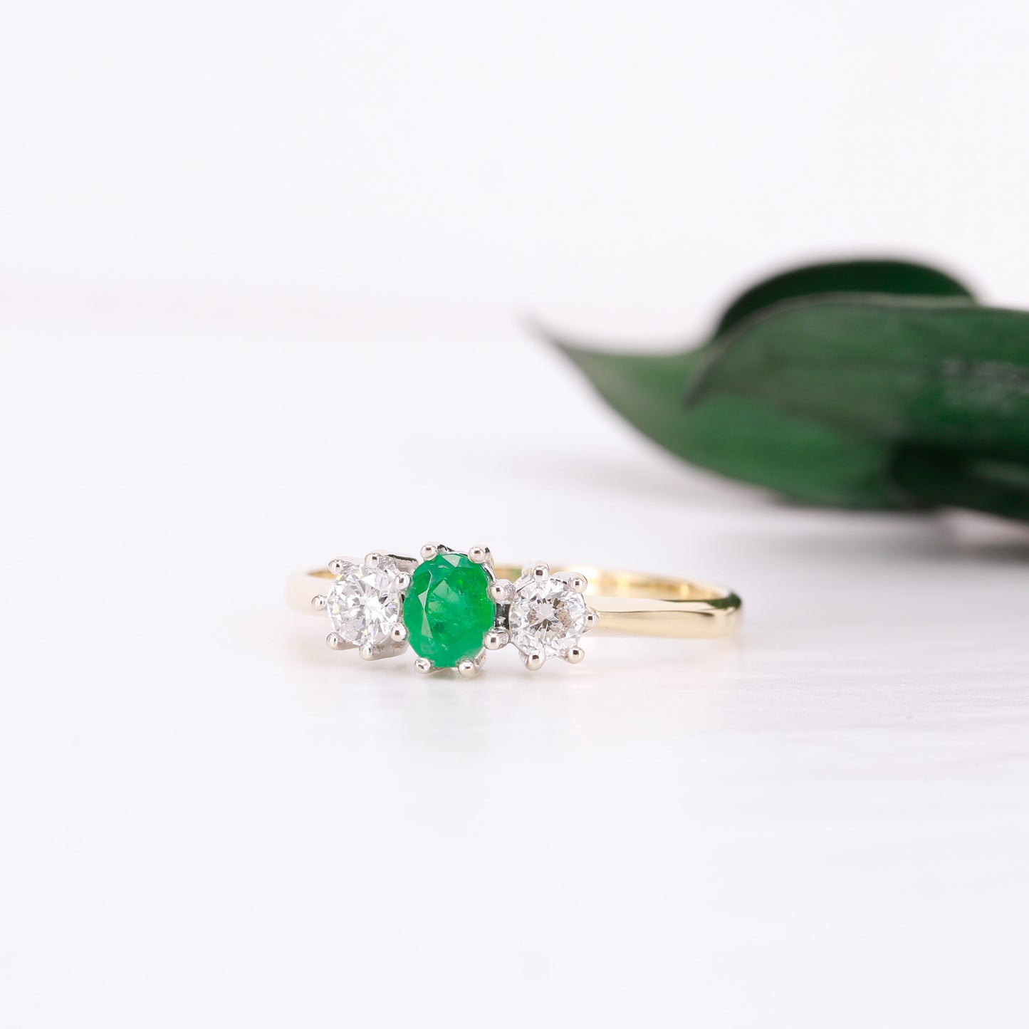 Oval Cut Emerald and Diamond Trilogy Ring 1989