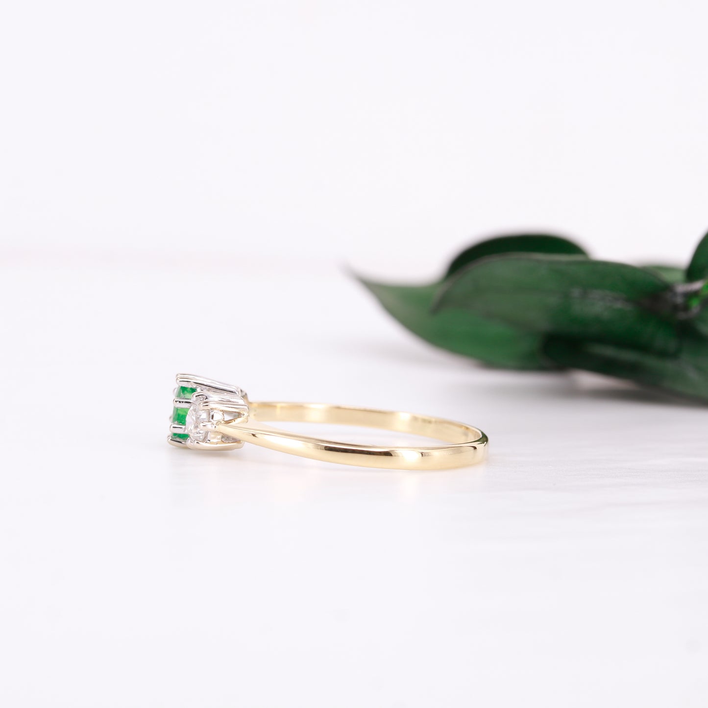 Oval Cut Emerald and Diamond Trilogy Ring 1989