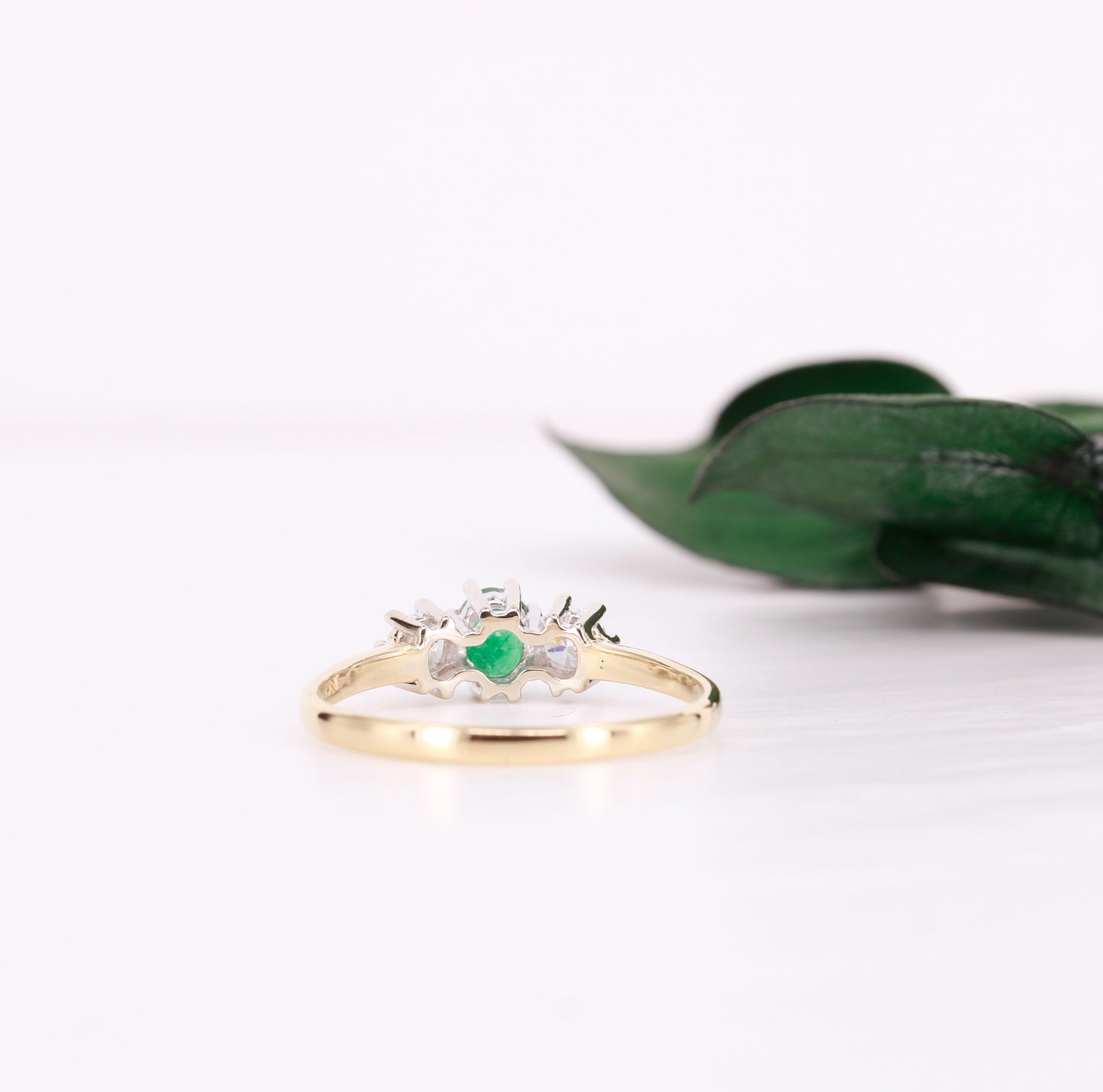 Oval Cut Emerald and Diamond Trilogy Ring 1989
