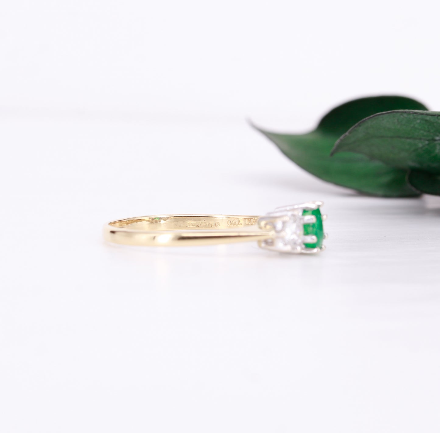 Oval Cut Emerald and Diamond Trilogy Ring 1989