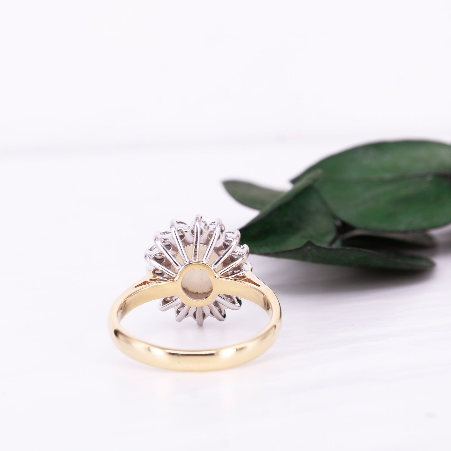 Opal and Diamond Halo Ring 18ct Yellow Gold