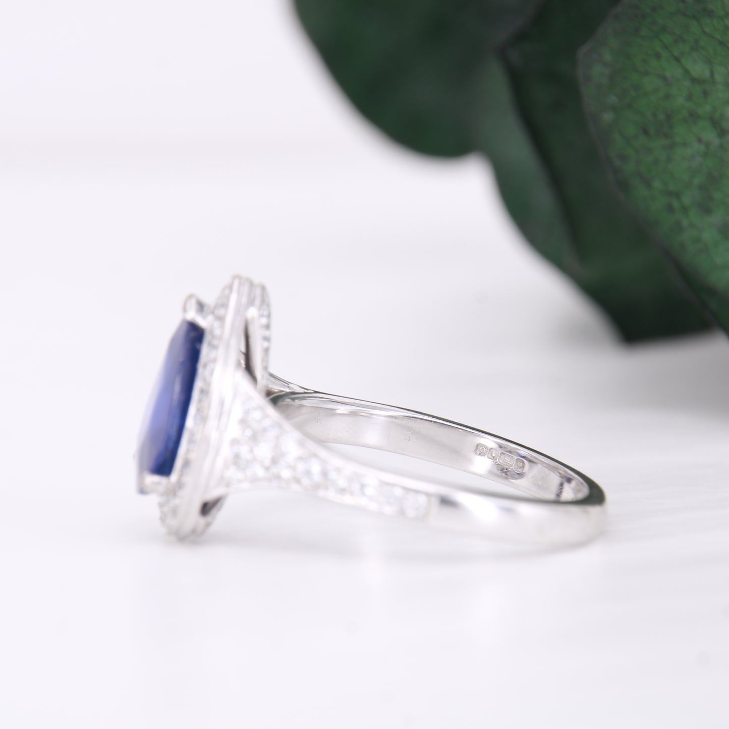 Pear Cut Sapphire and Diamond Engagement Ring