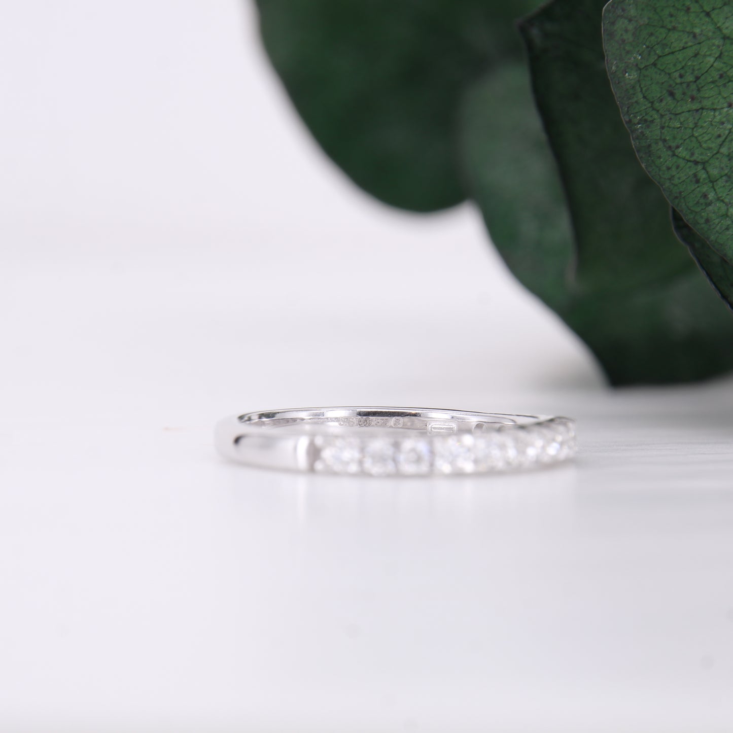 Diamond Half Claw Set Band White Gold