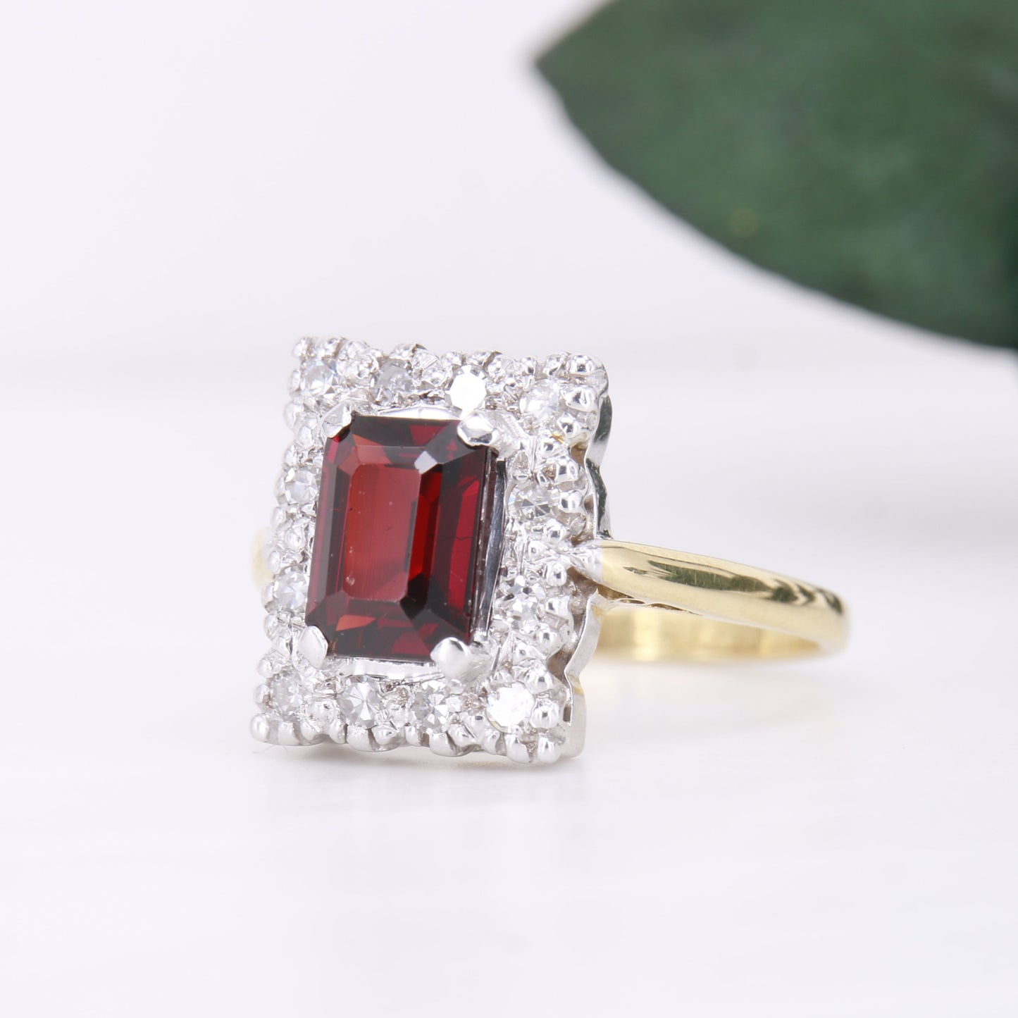 Garnet and Diamond Ring 18ct Gold 1976