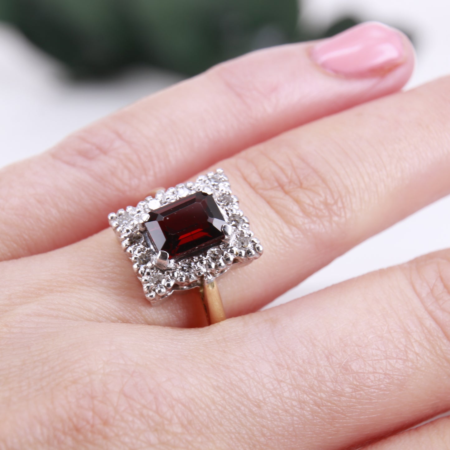 Garnet and Diamond Ring 18ct Gold 1976