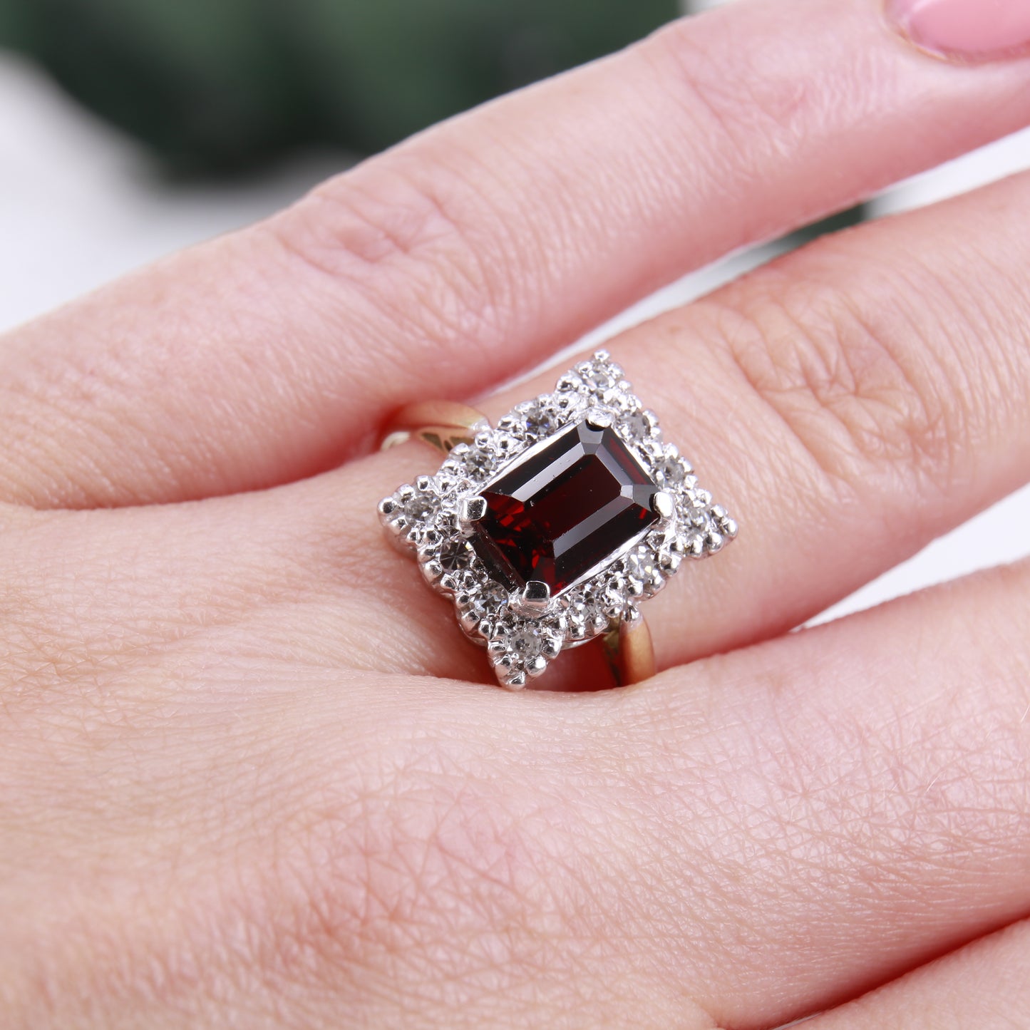 Garnet and Diamond Ring 18ct Gold 1976