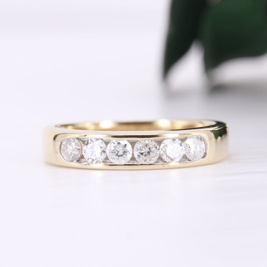 Diamond Channel Set Eternity 18ct Gold Ring 0.60ct Vintage Secondhand Pre-Owned Jewellery Front