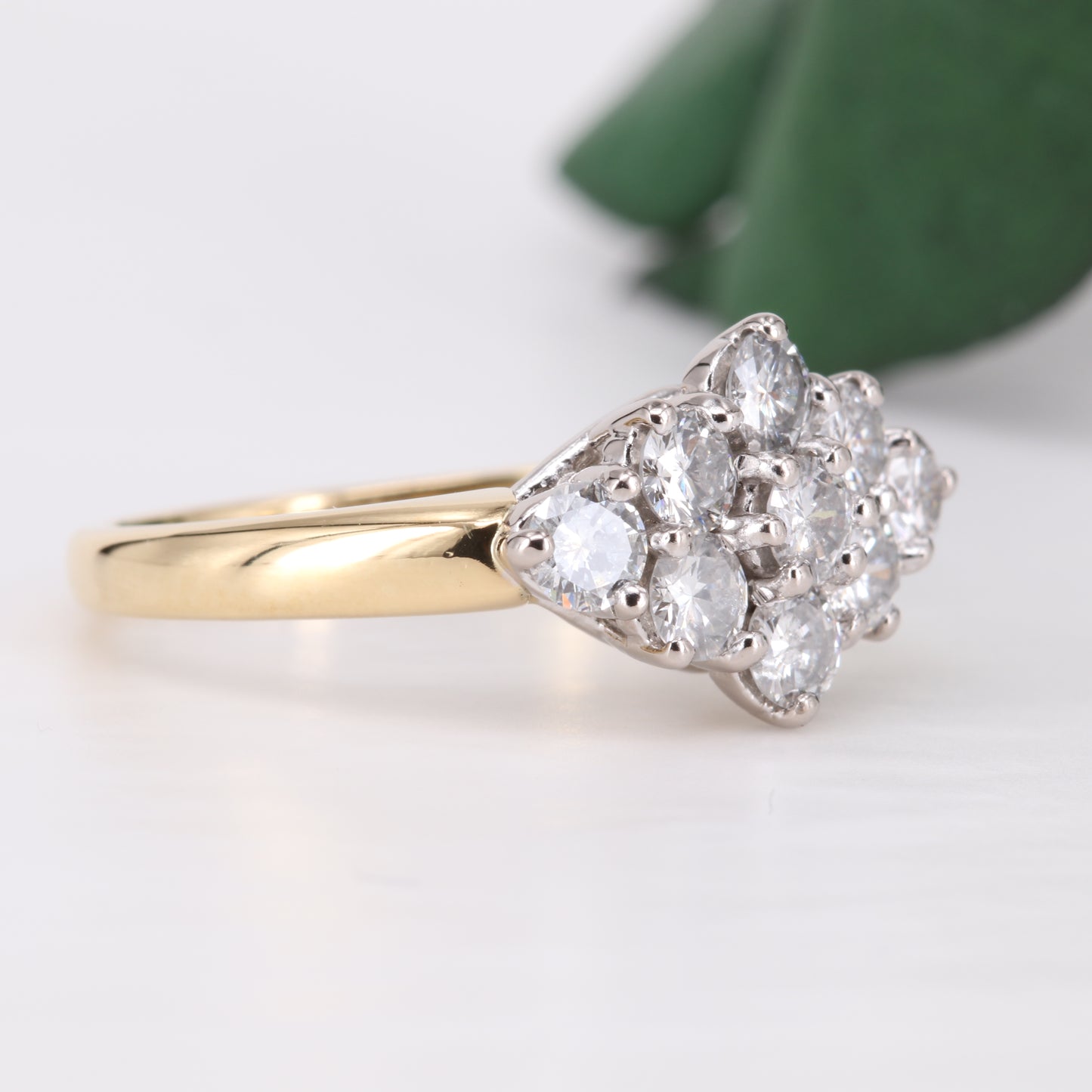 Diamond Cluster Ring 1.00ct 18ct Gold Vintage Secondhand Pre-Owned Jewellery Side 2
