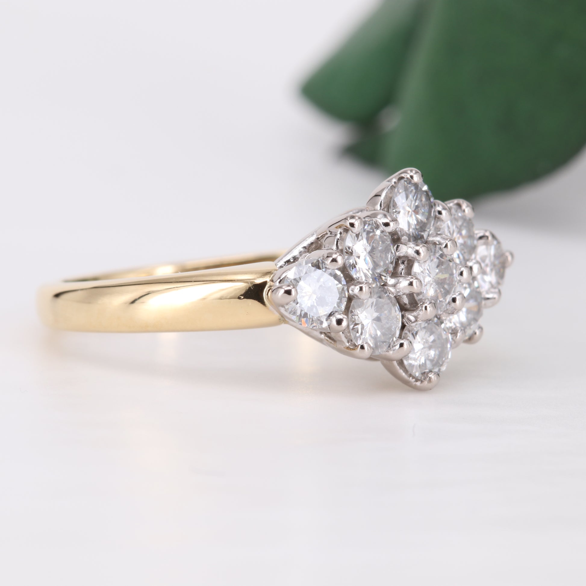 Diamond Cluster Ring 1.00ct 18ct Gold Vintage Secondhand Pre-Owned Jewellery Side 2