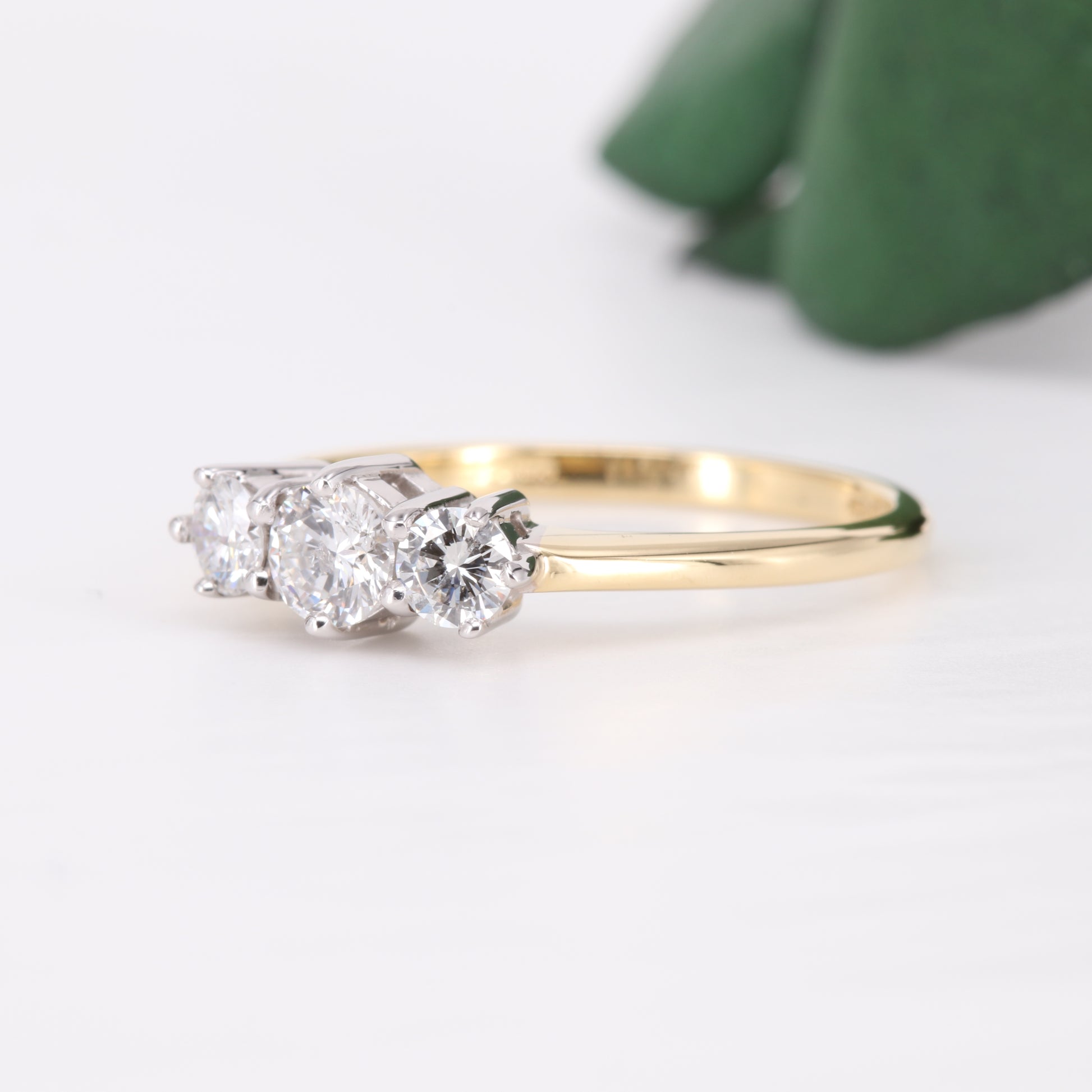 Diamond Trilogy Ring 18ct Gold 0.50ct Vintage Secondhand Pre-Owned Jewellery Side 1