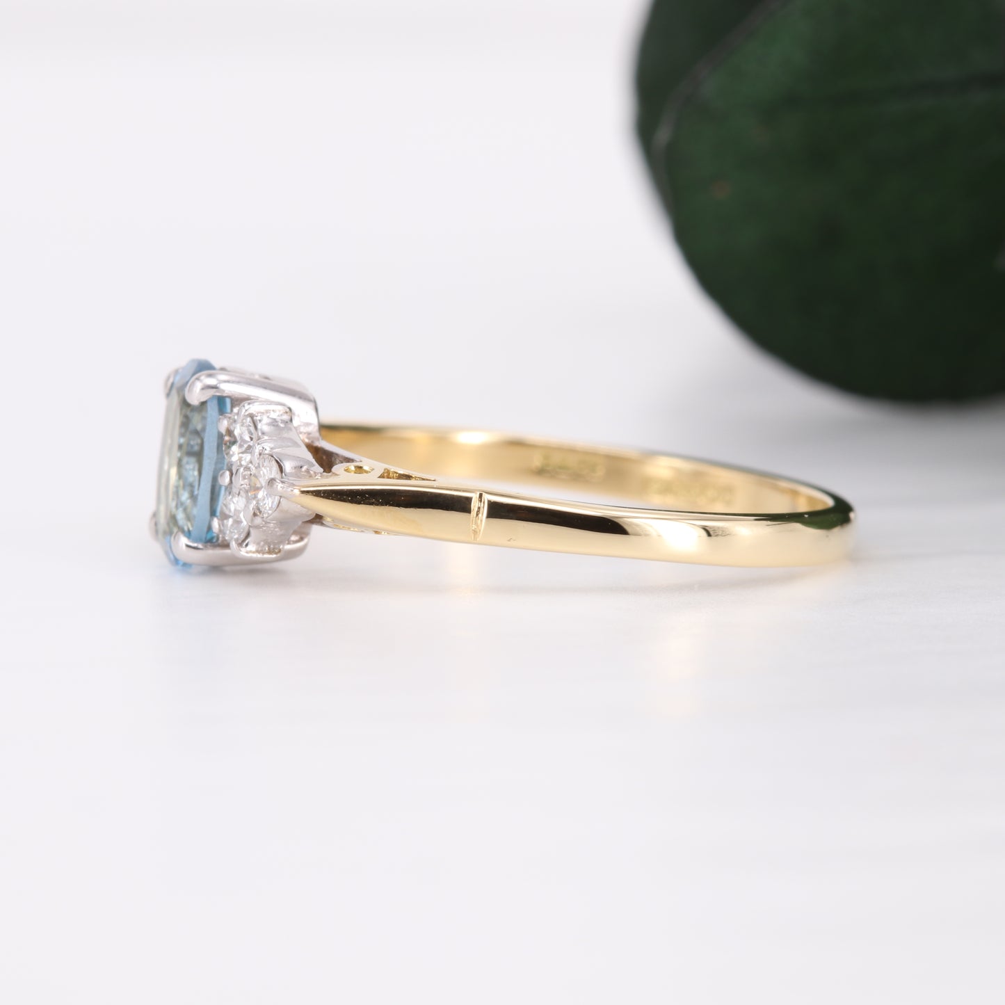 Aquamarine and Diamond Cluster 18ct Gold Ring 1991