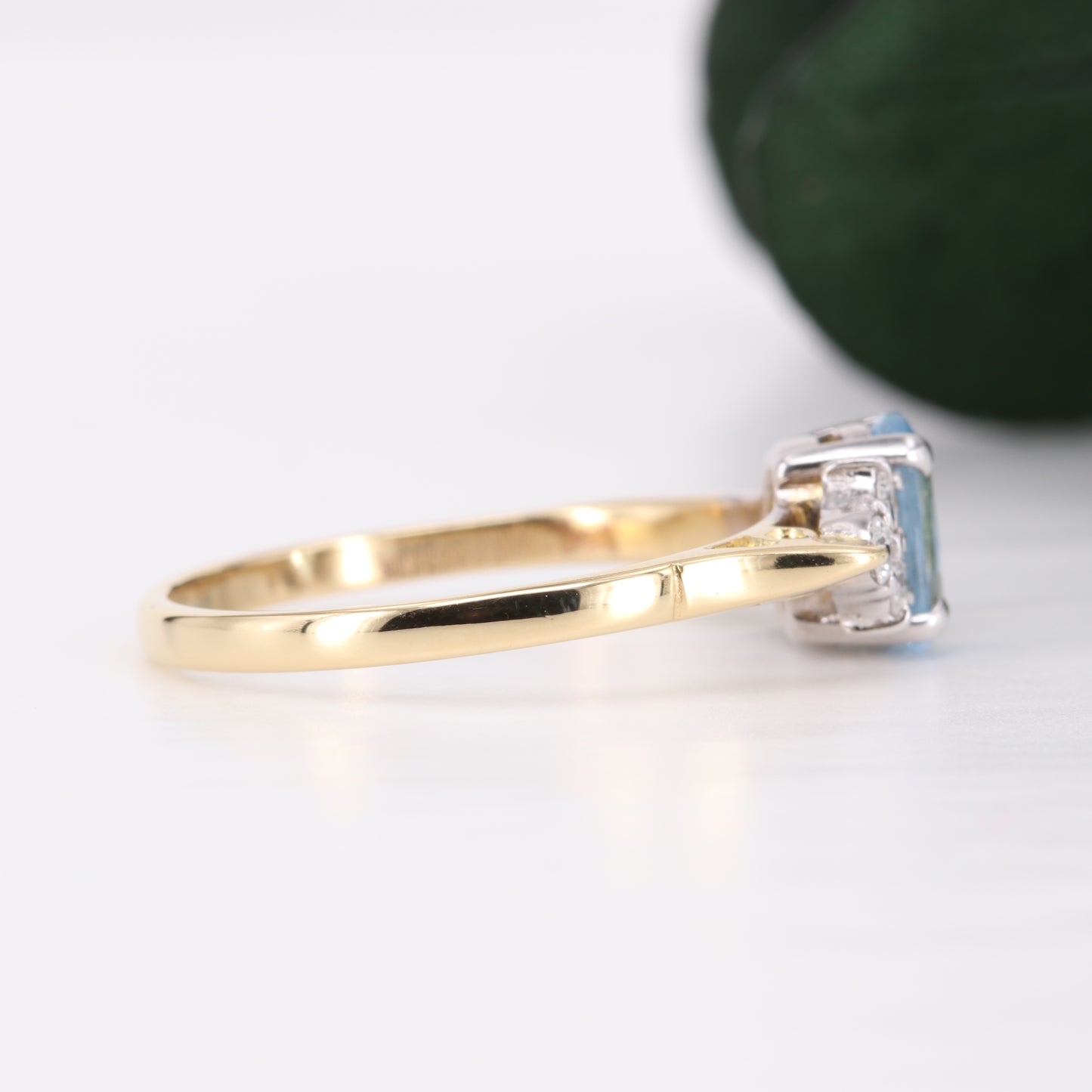 Aquamarine and Diamond Cluster 18ct Gold Ring 1991