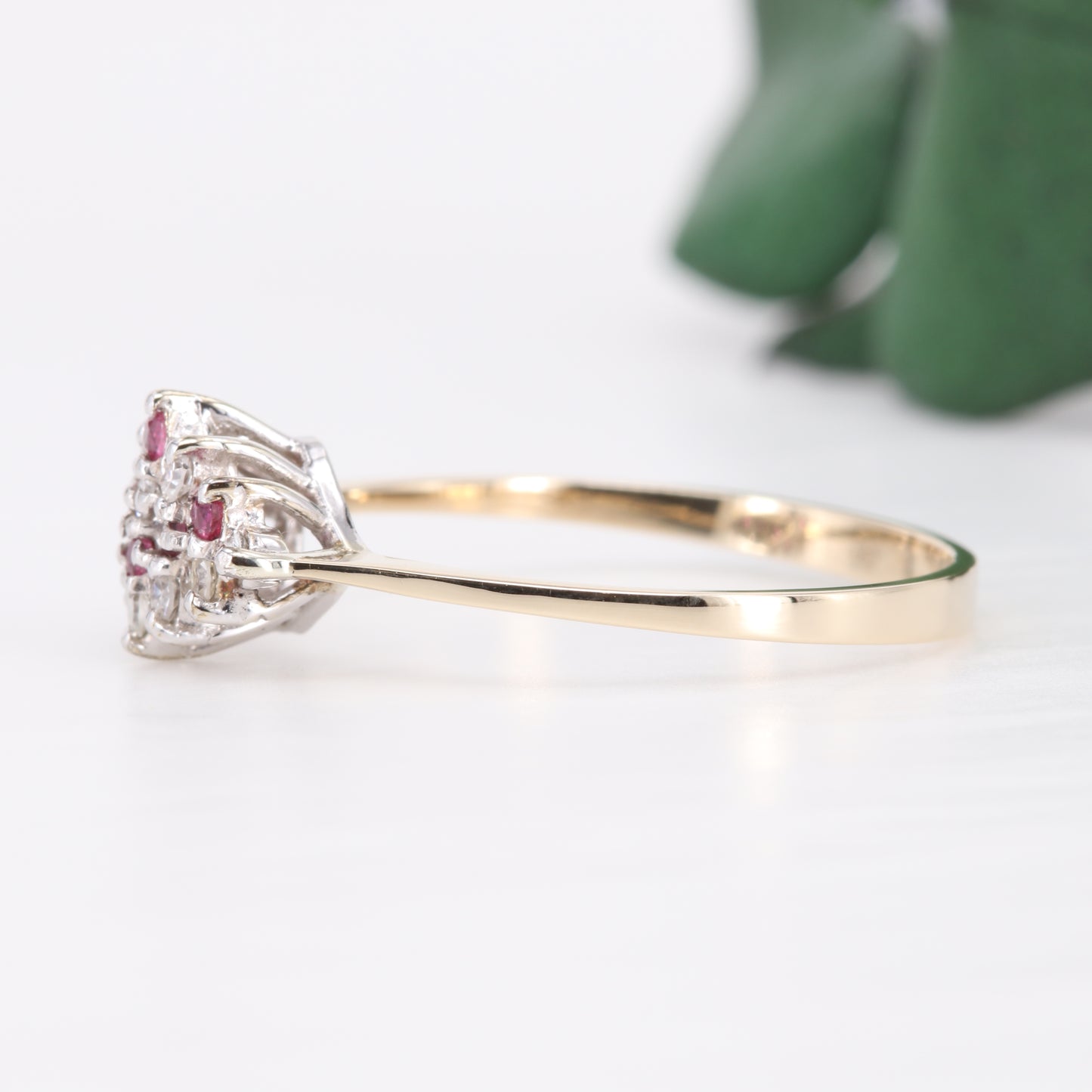 Ruby and Diamond Cluster 9ct Gold Ring
