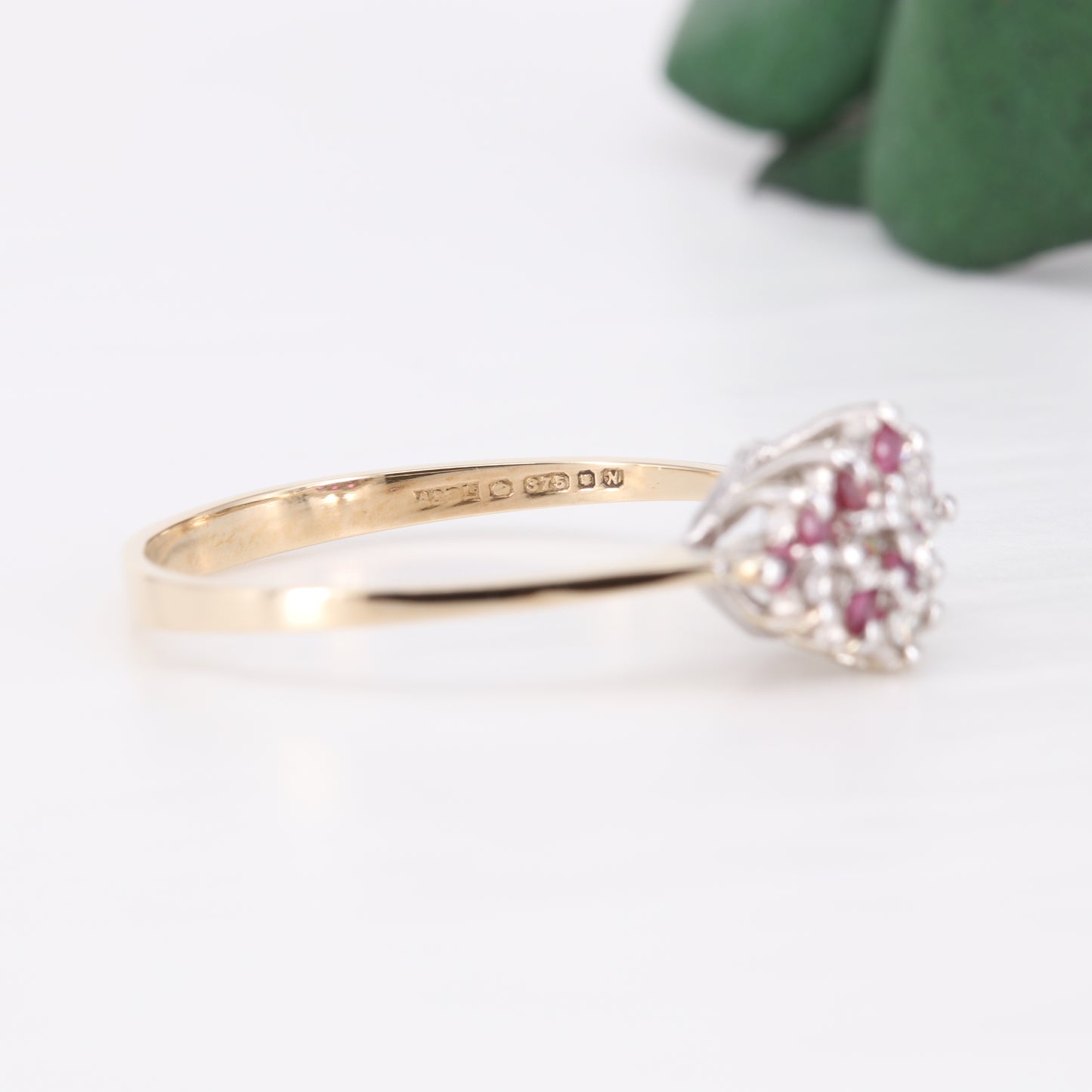 Ruby and Diamond Cluster 9ct Gold Ring