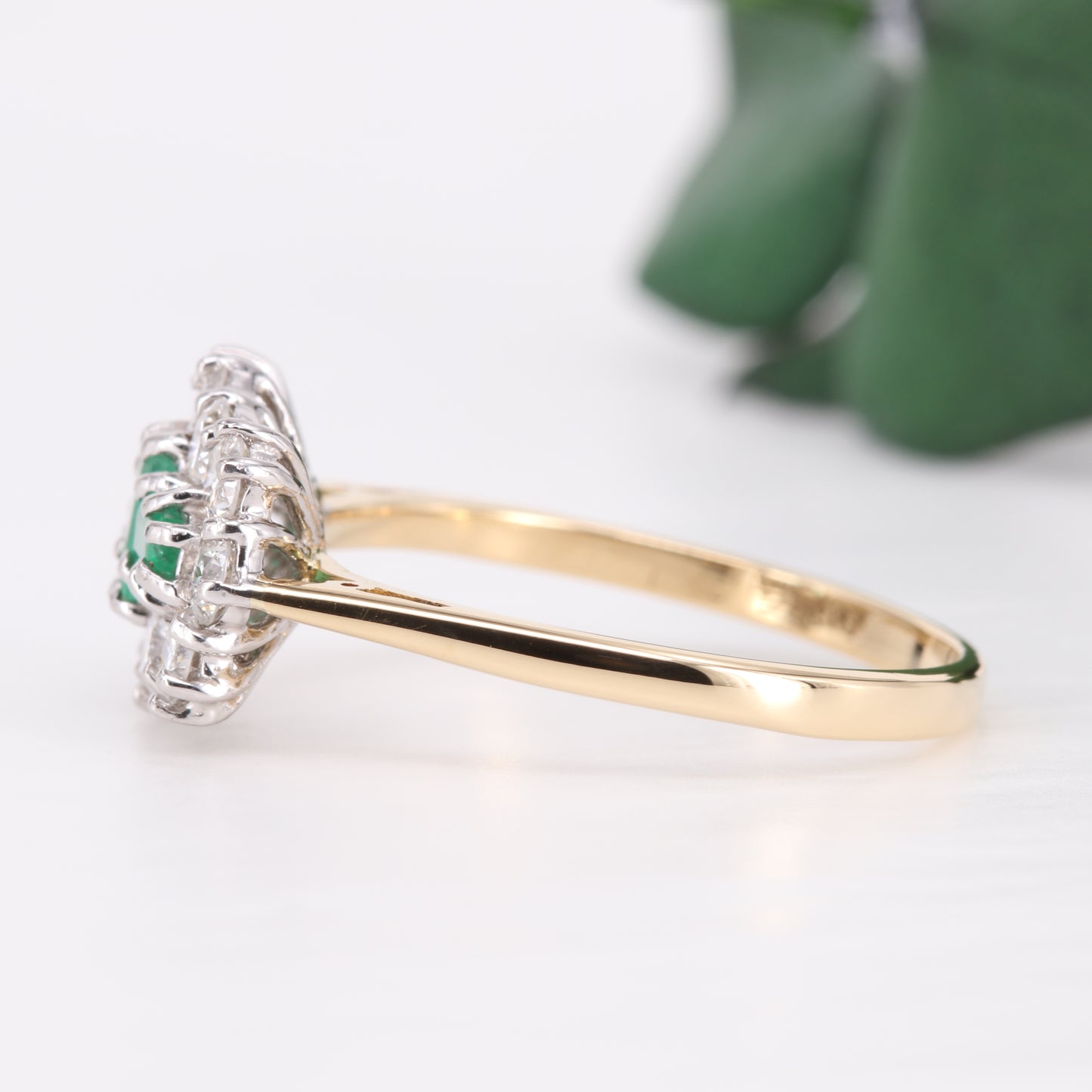 Emerald and Diamond Cluster 18ct Gold Ring