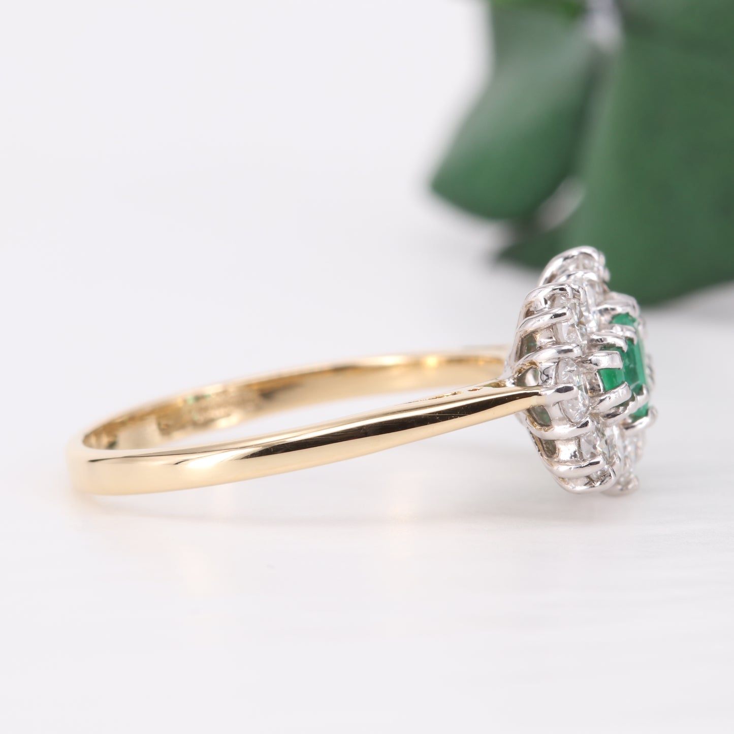 Emerald and Diamond Cluster 18ct Gold Ring