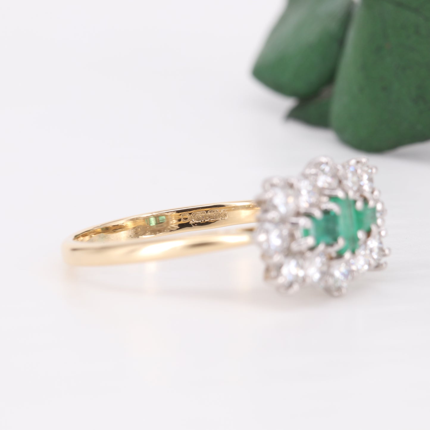 Emerald and Diamond Cluster 18ct Gold Ring