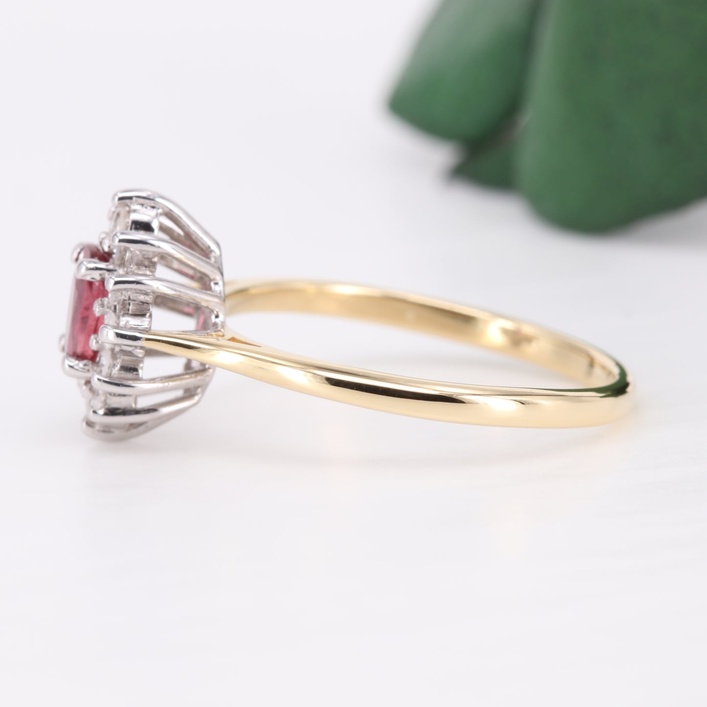 Ruby and Diamond Halo 18ct Gold Ring 1992