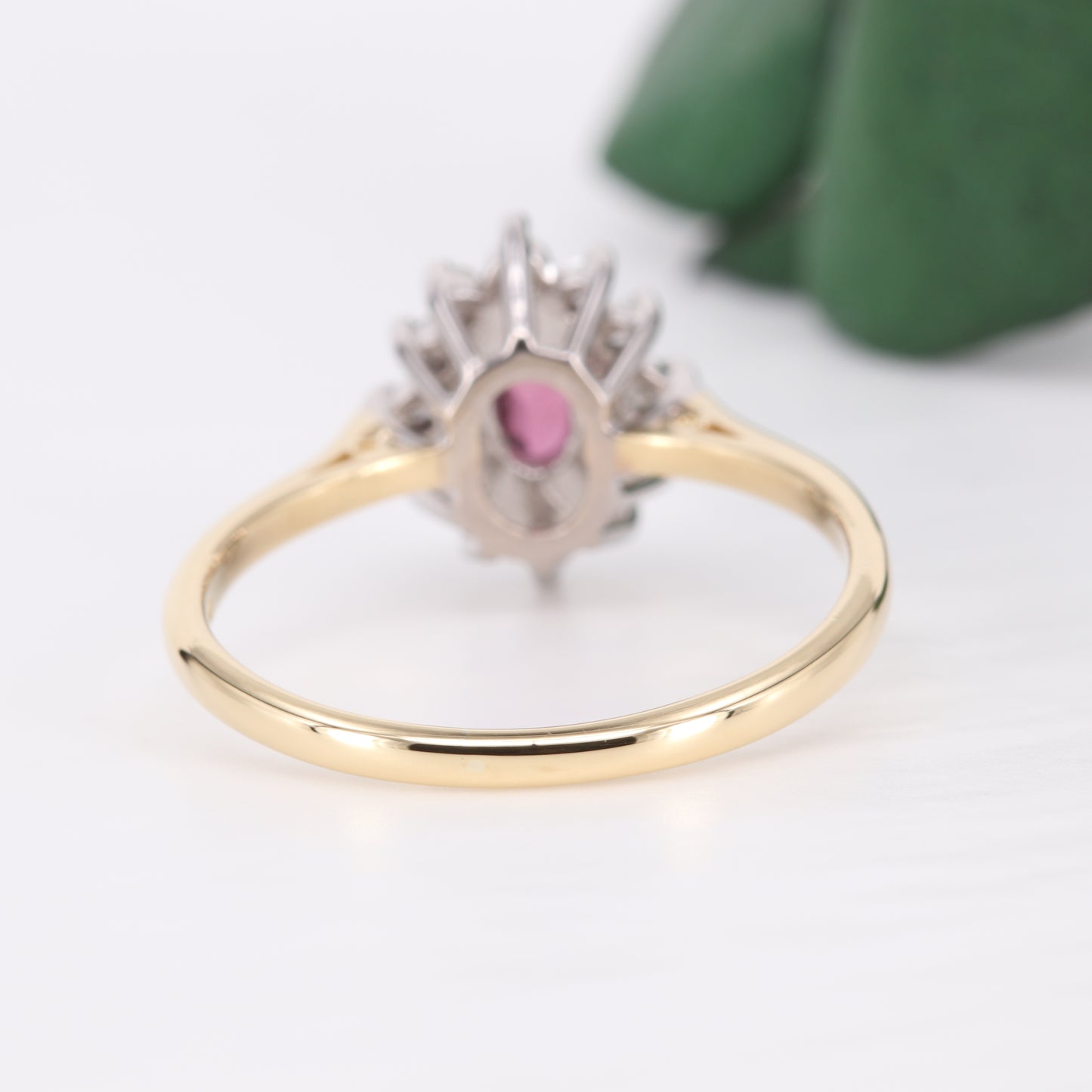 Ruby and Diamond Halo 18ct Gold Ring 1992
