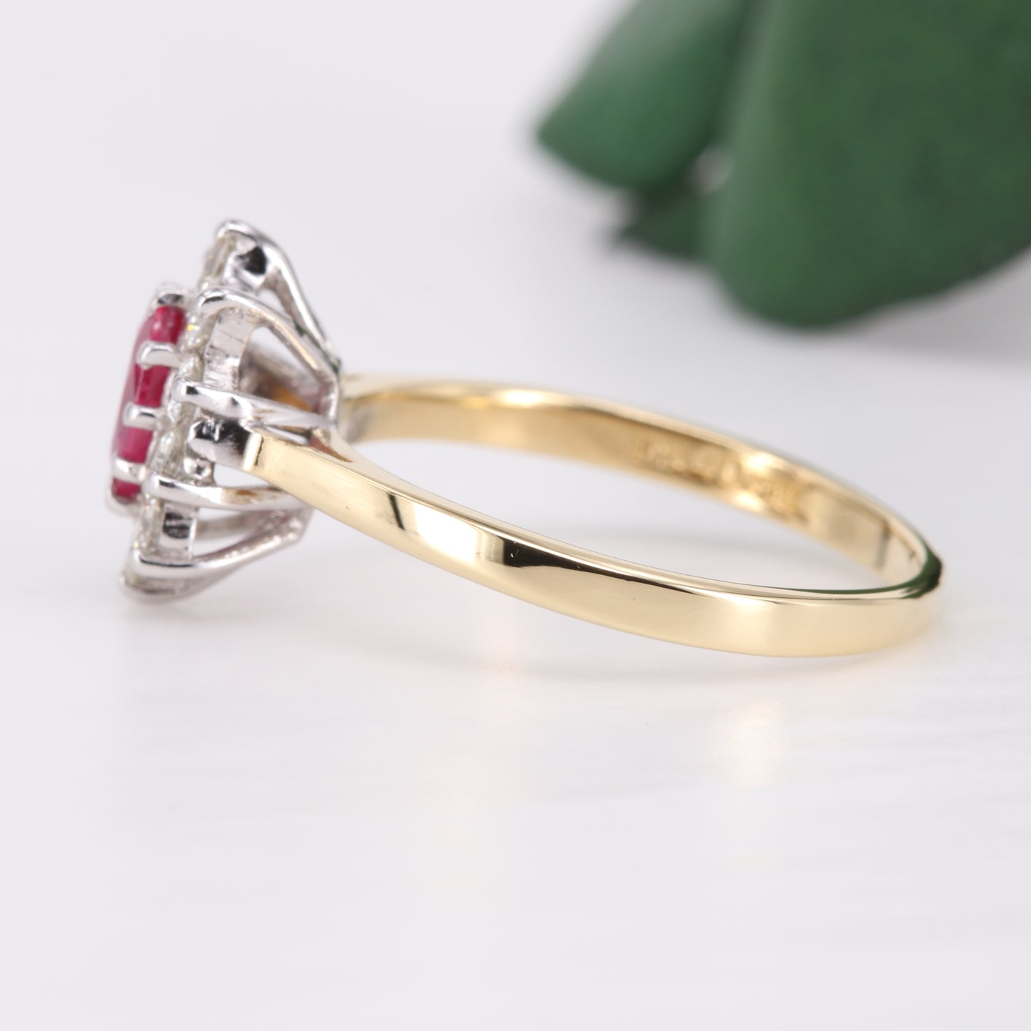 Ruby and Diamond Halo 18ct Gold Ring