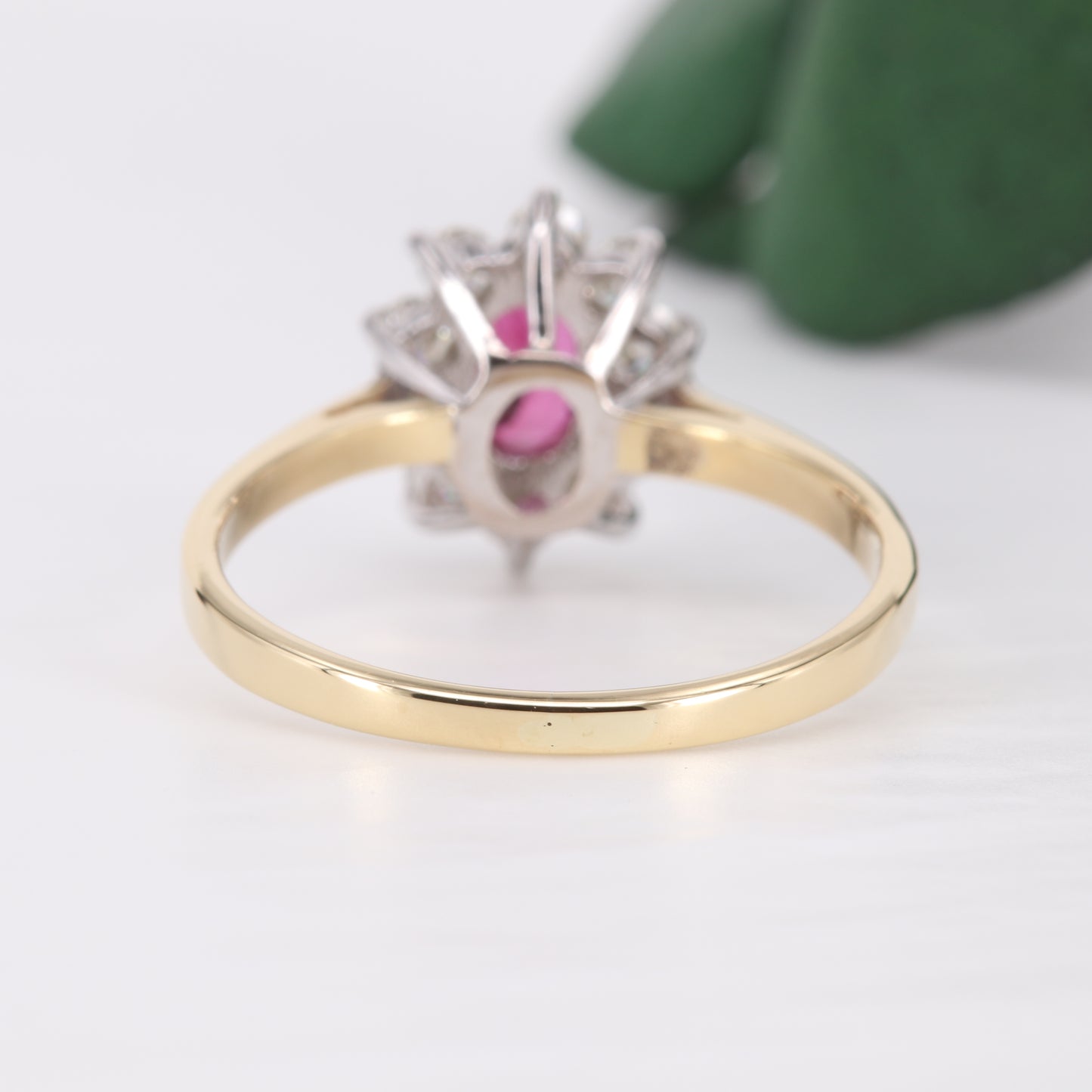Ruby and Diamond Halo 18ct Gold Ring