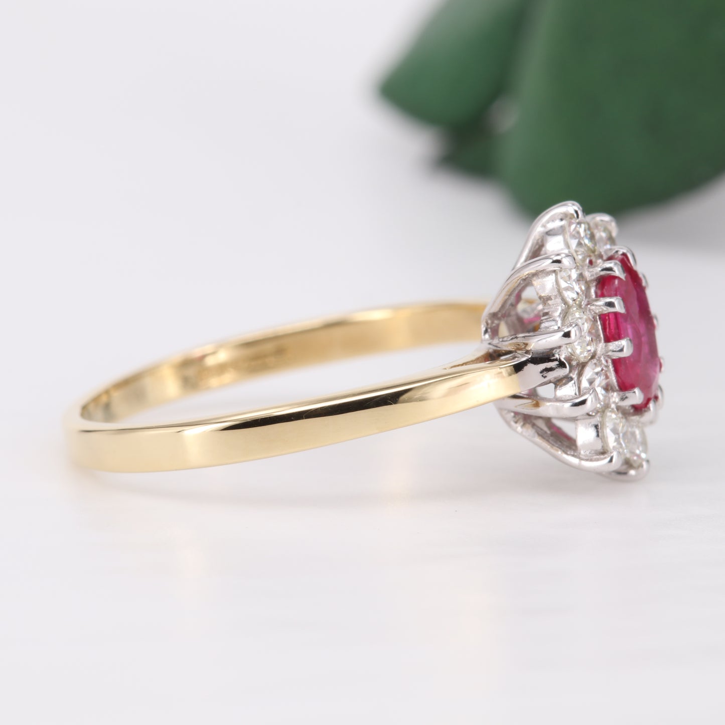 Ruby and Diamond Halo 18ct Gold Ring