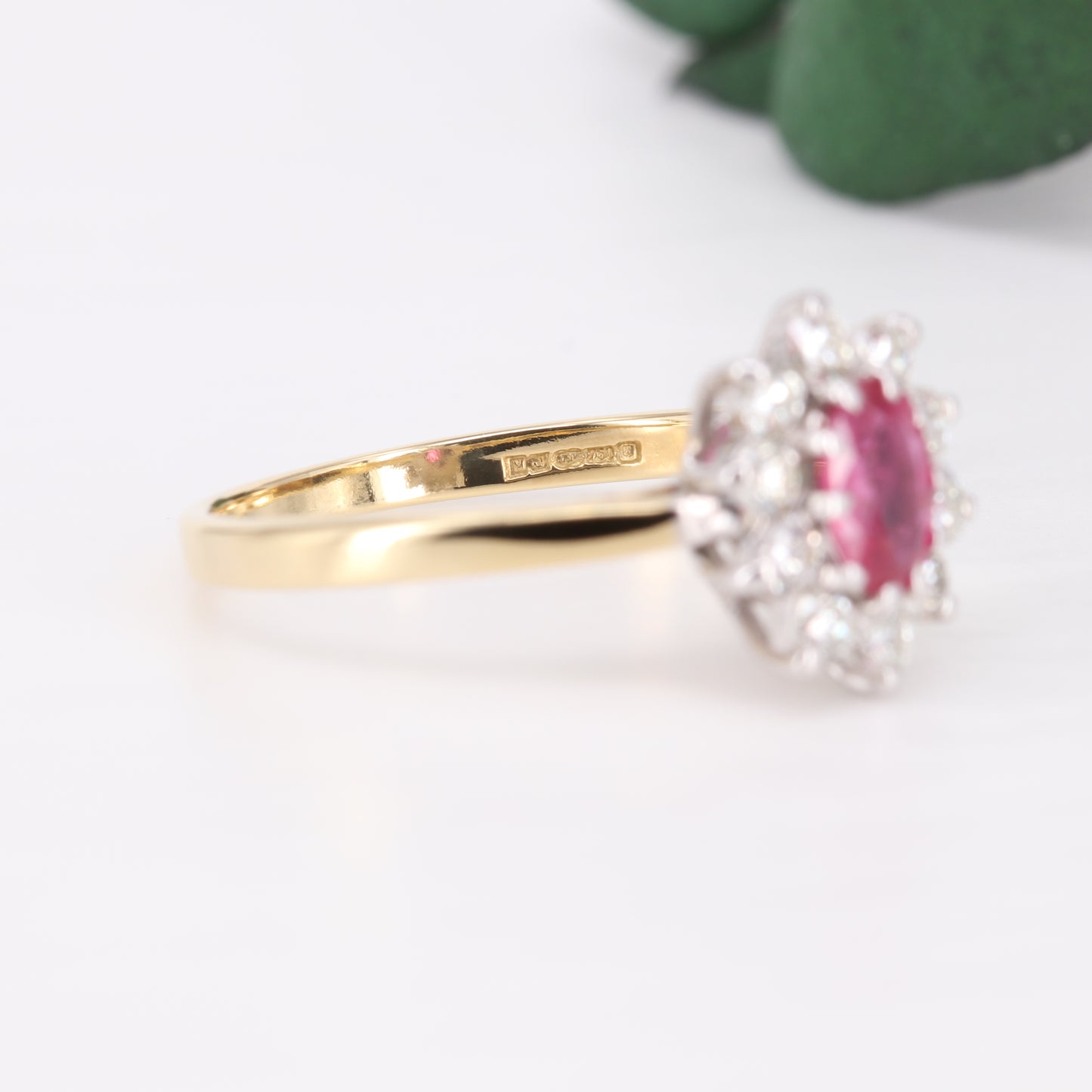 Ruby and Diamond Halo 18ct Gold Ring