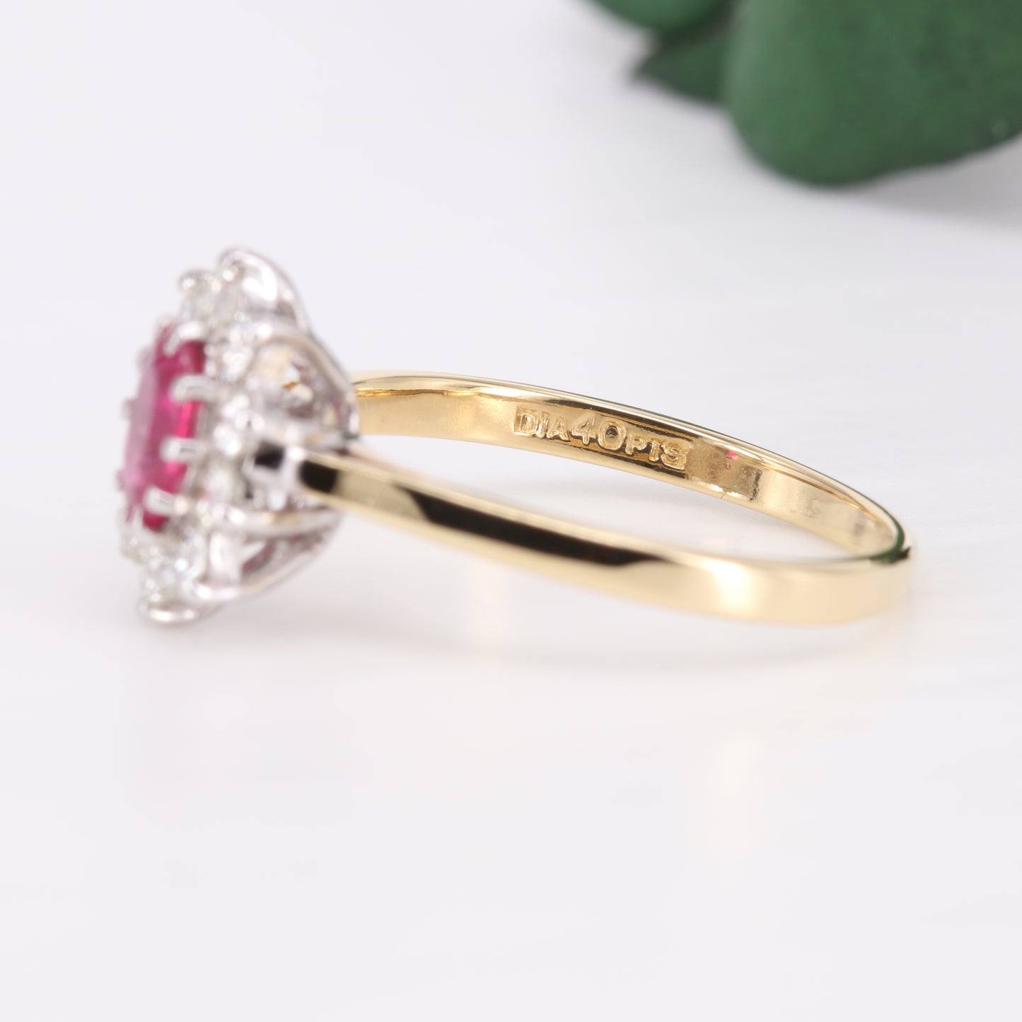Ruby and Diamond Halo 18ct Gold Ring