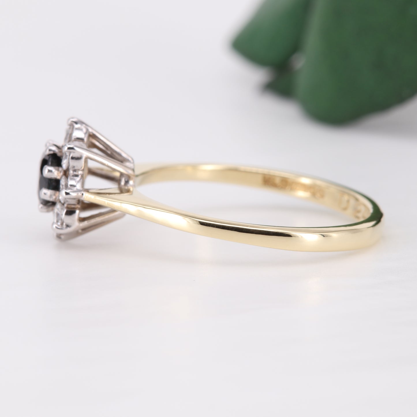 Sapphire and Diamond Halo 18ct Gold Ring 1985