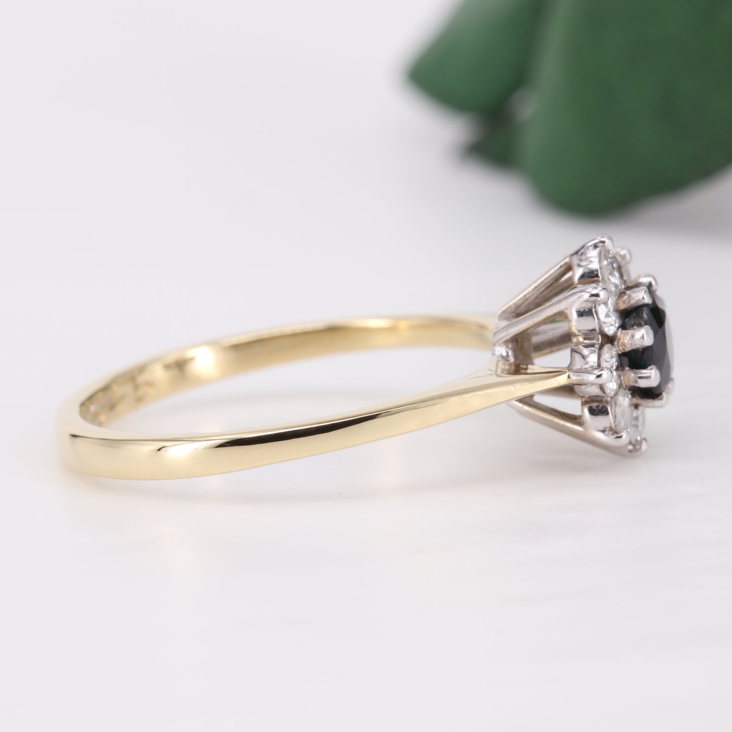 Sapphire and Diamond Halo 18ct Gold Ring 1985