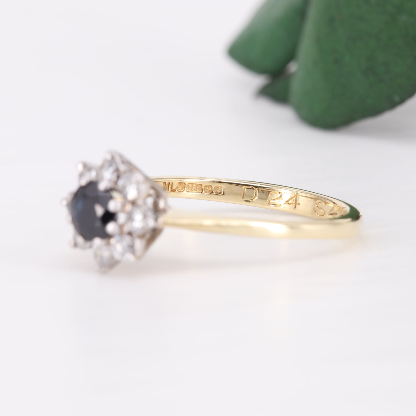 Sapphire and Diamond Halo 18ct Gold Ring 1985