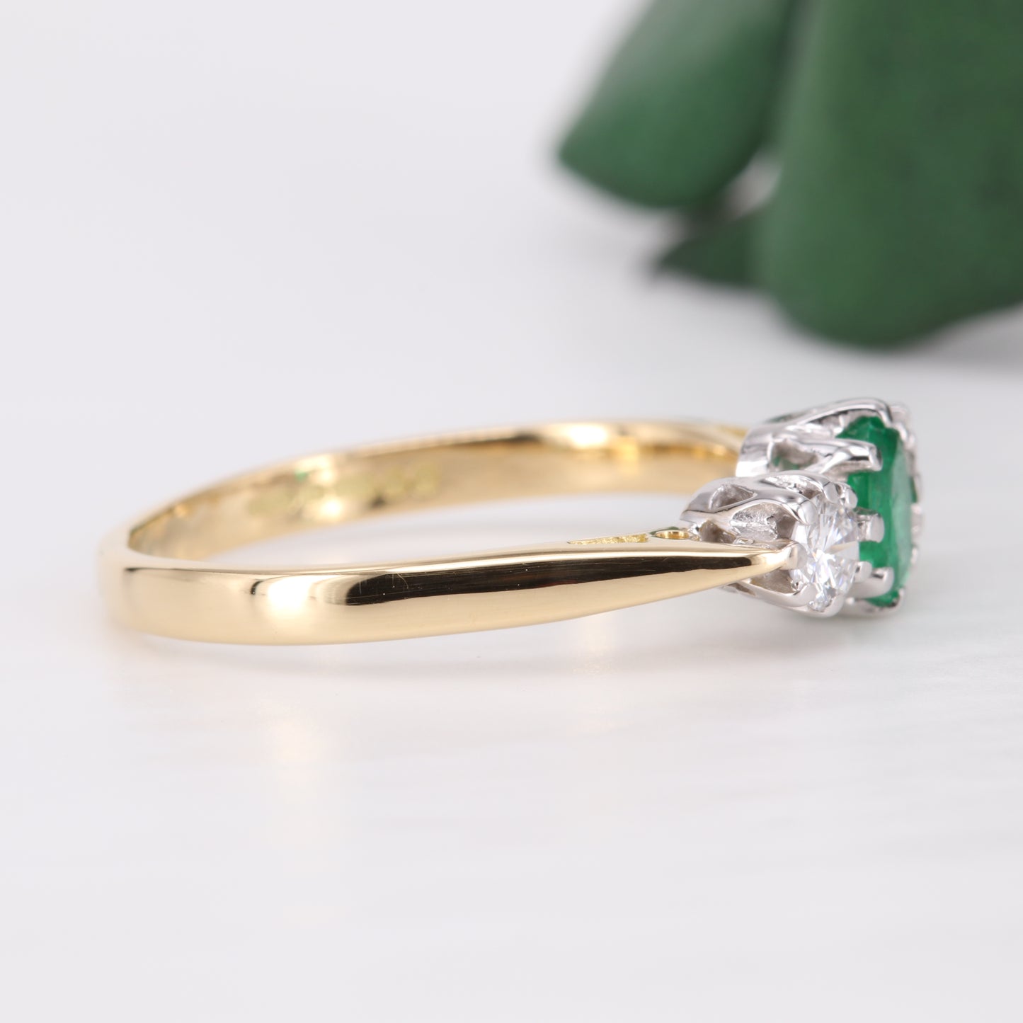 Emerald and Diamond Trilogy 18ct Gold Ring 1997