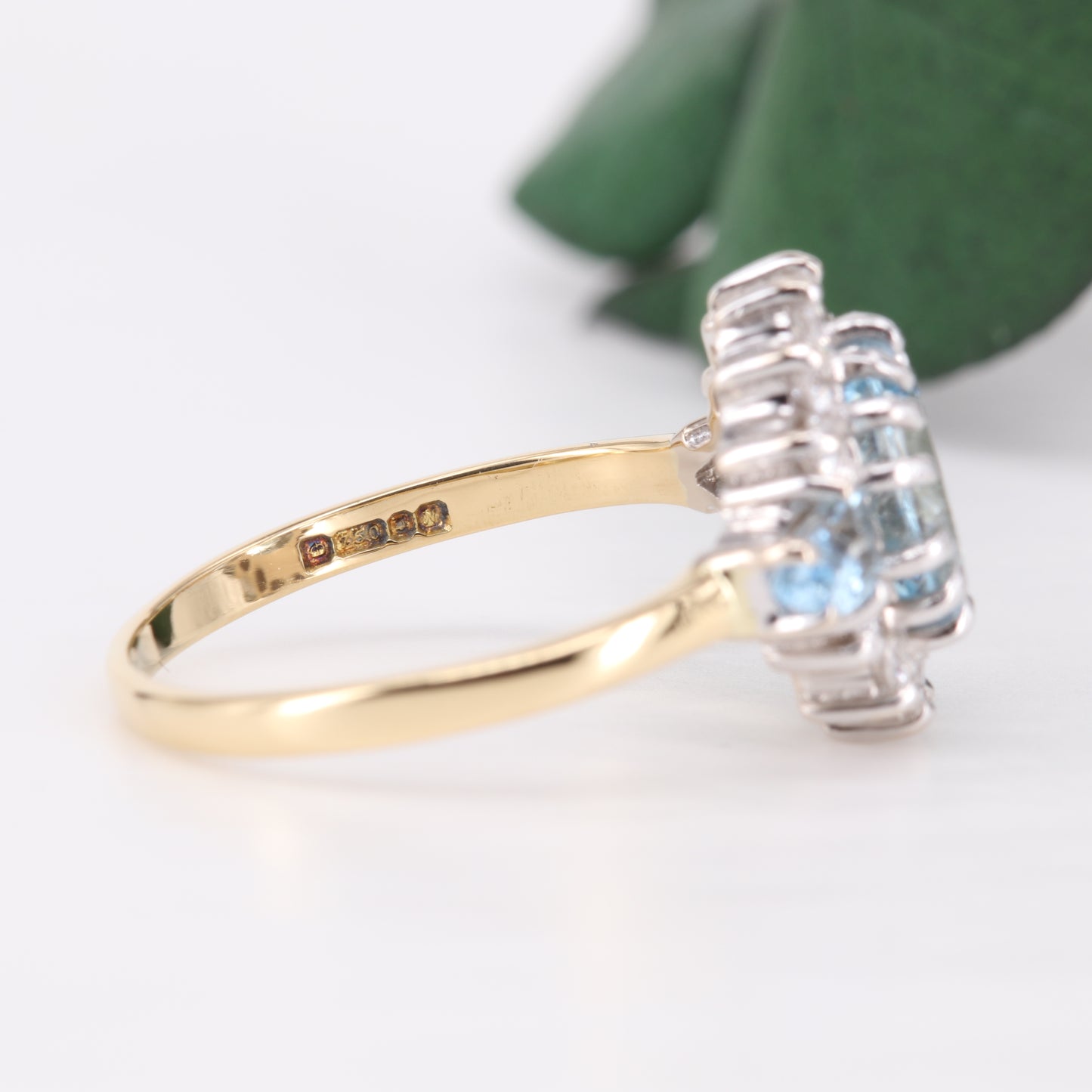 Aquamarine and Diamond 18ct Gold Ring 1987