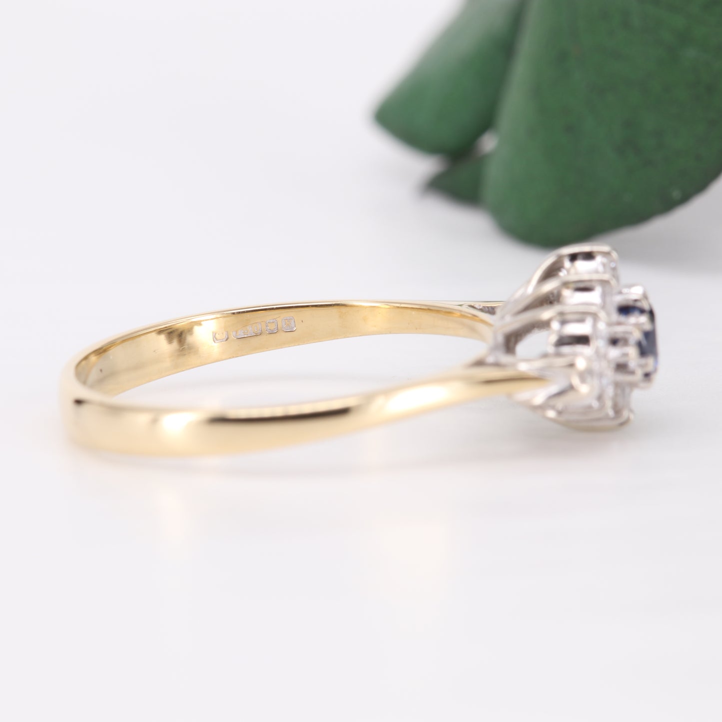 Sapphire and Diamond Cluster 18ct Gold Ring 1984