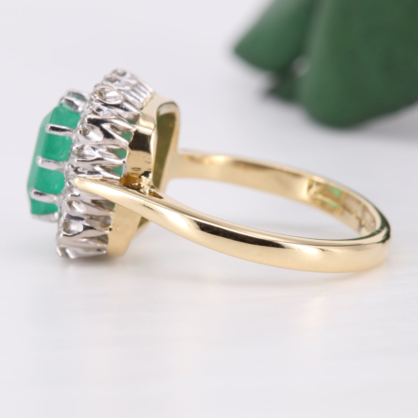 Emerald and Diamond Engagement 18ct Gold Ring 1976