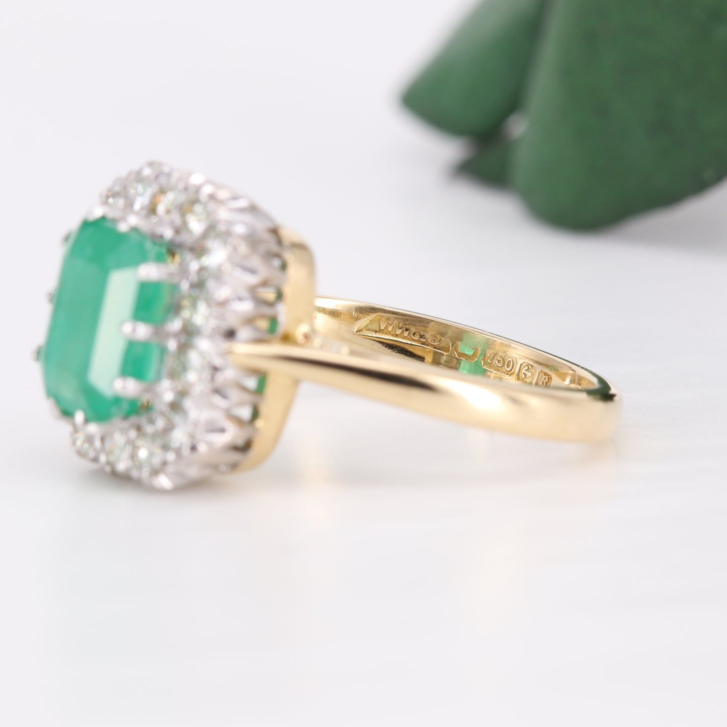 Emerald and Diamond Engagement 18ct Gold Ring 1976