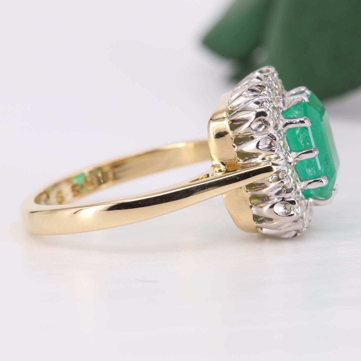 Emerald and Diamond Engagement 18ct Gold Ring 1976