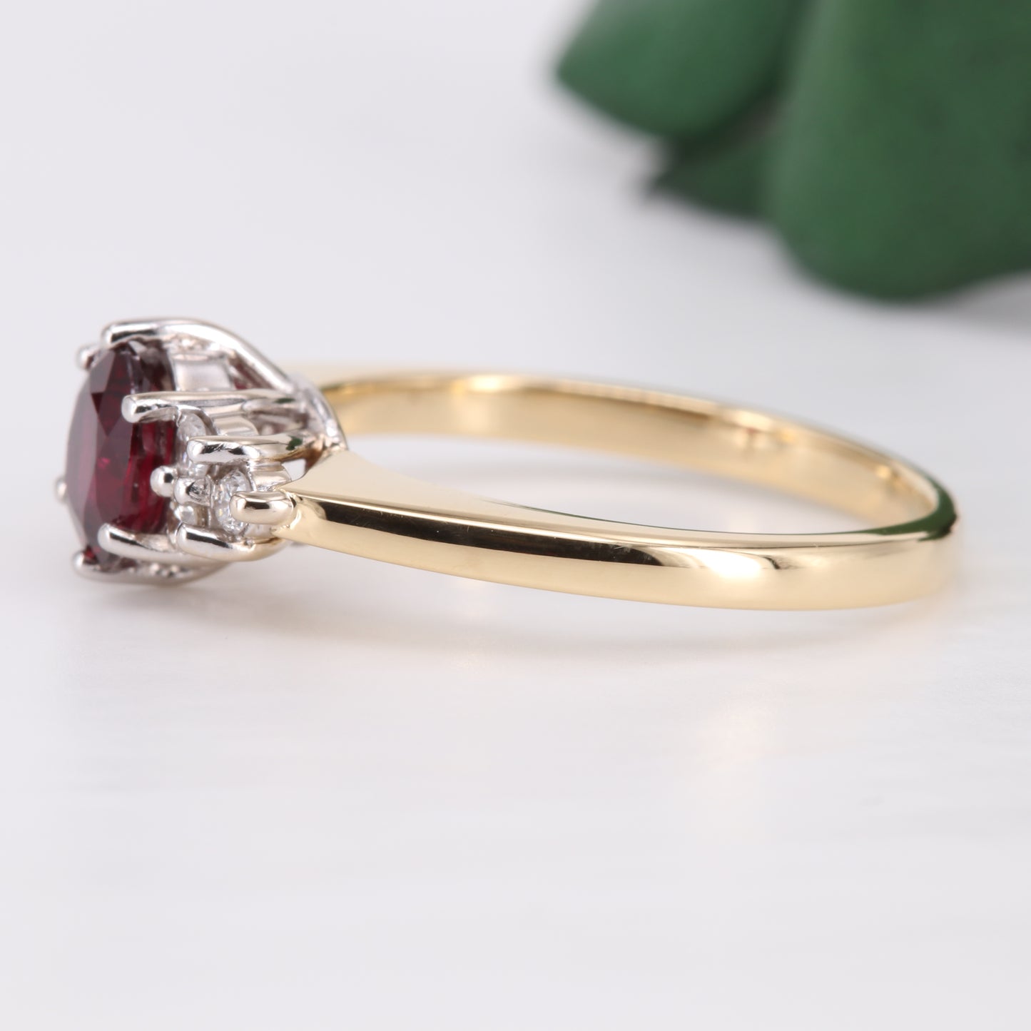 Ruby and Diamond Oval Cut 18ct Gold Ring 1994